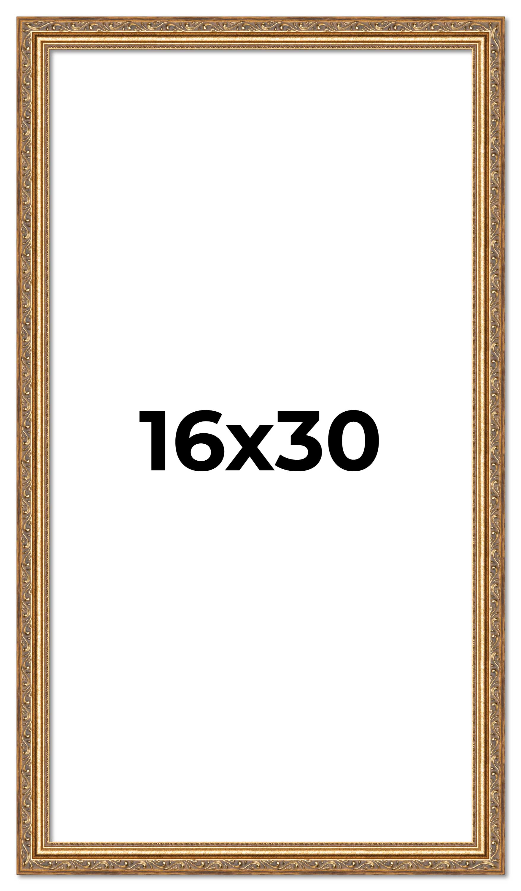 16x30 Frame Gold Solid Wood Picture Frame Width 1.25 Inches | Interior Frame Dep main product image