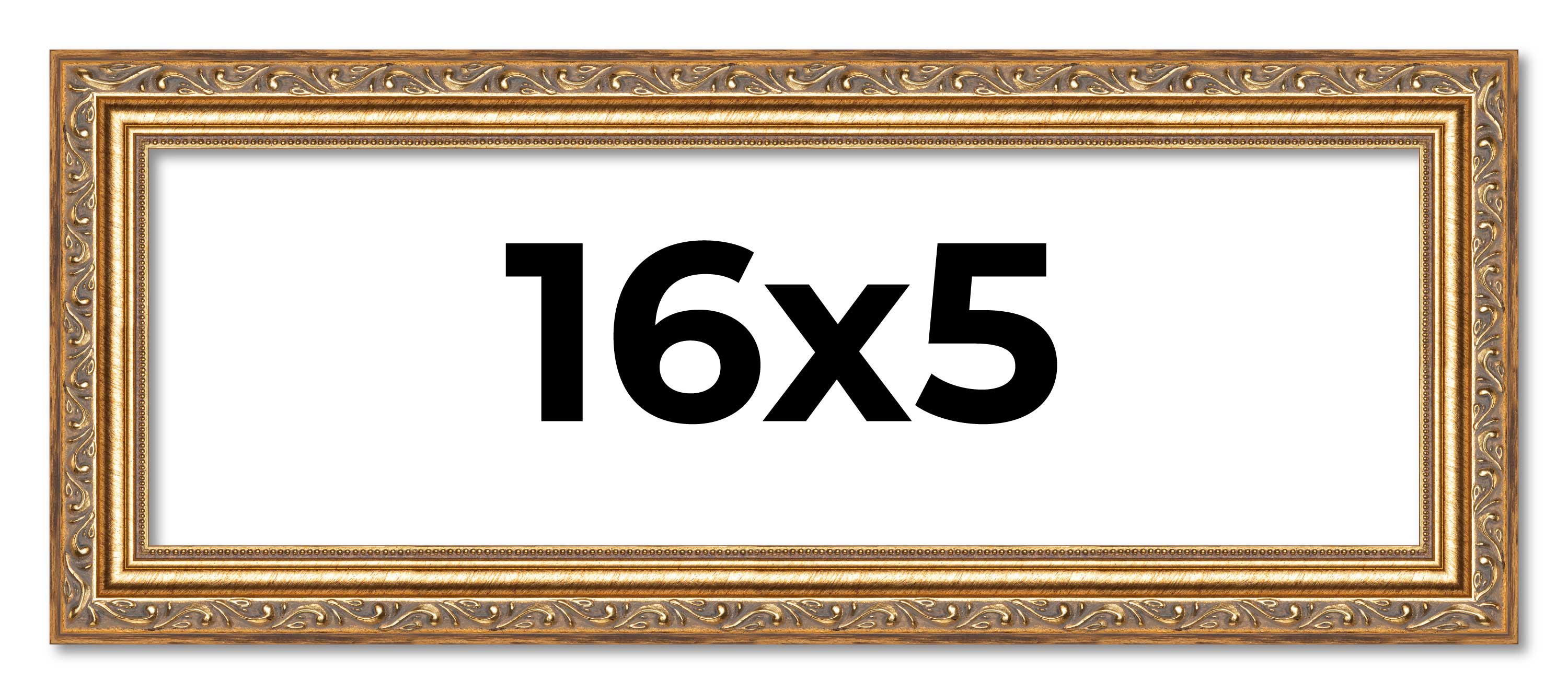 16x5 Frame Gold Solid Wood Picture Frame Width 1.25 Inches | Interior Frame Dept main product image
