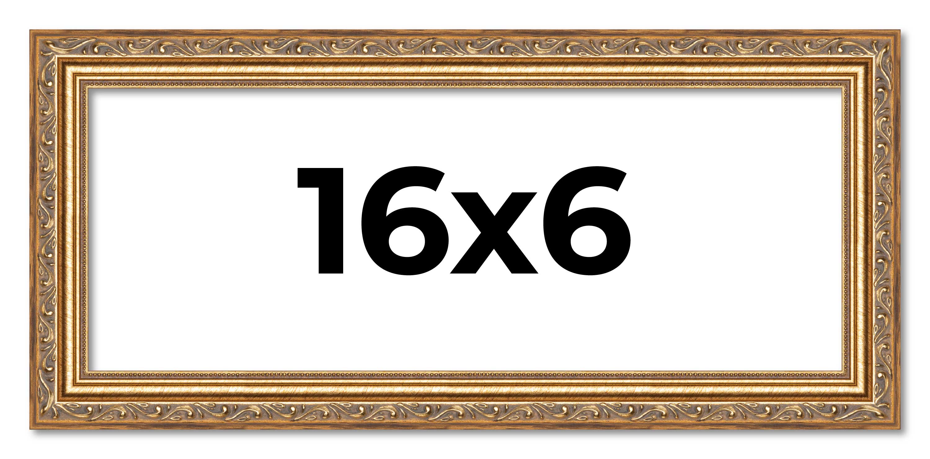 16x6 Frame Gold Solid Wood Picture Frame Width 1.25 Inches, Interior Frame Dept main product image