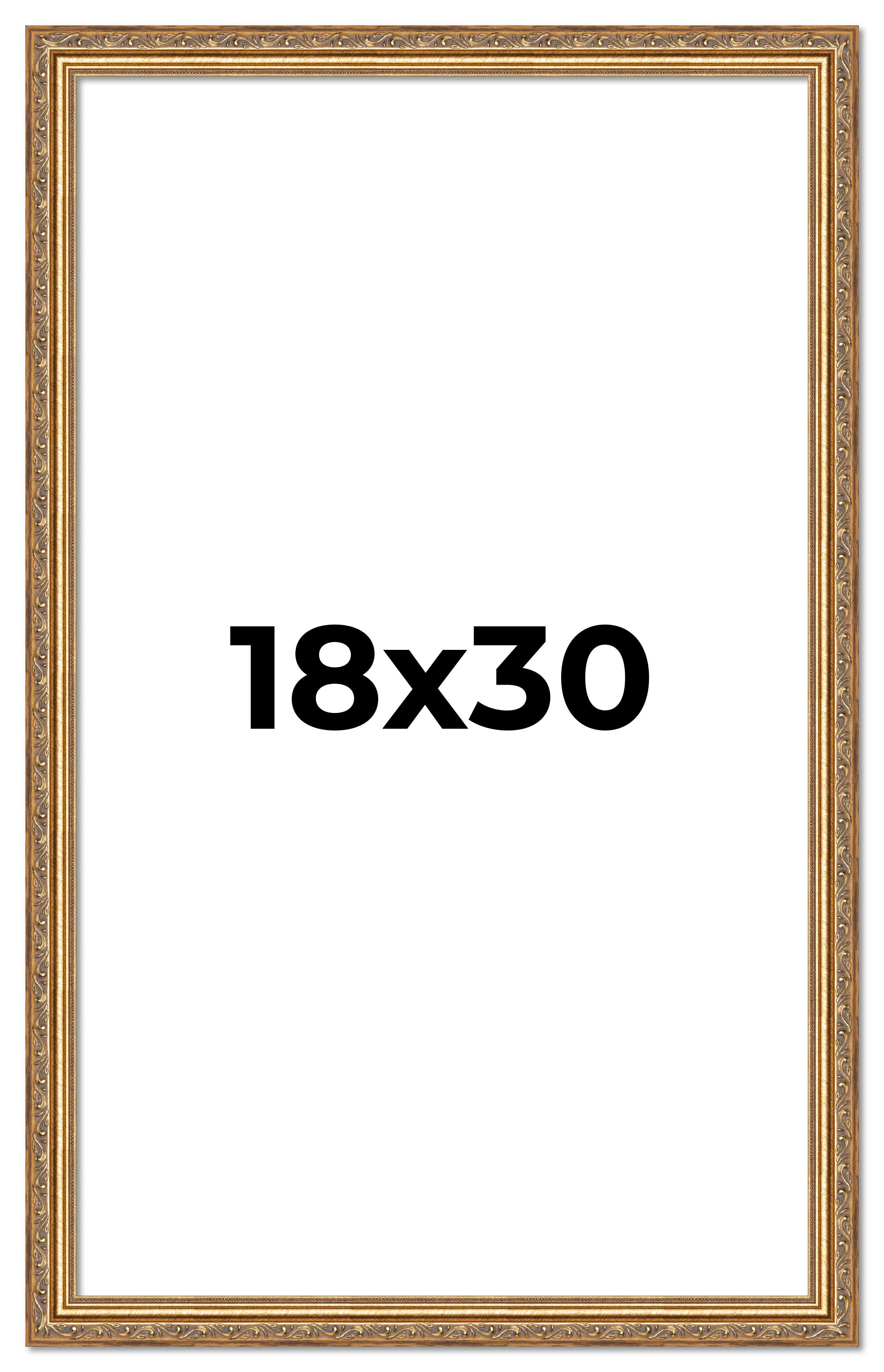 18×30 Frame Gold Solid Wood Picture Frame Width 1.25 Inches | Interior Frame Dep