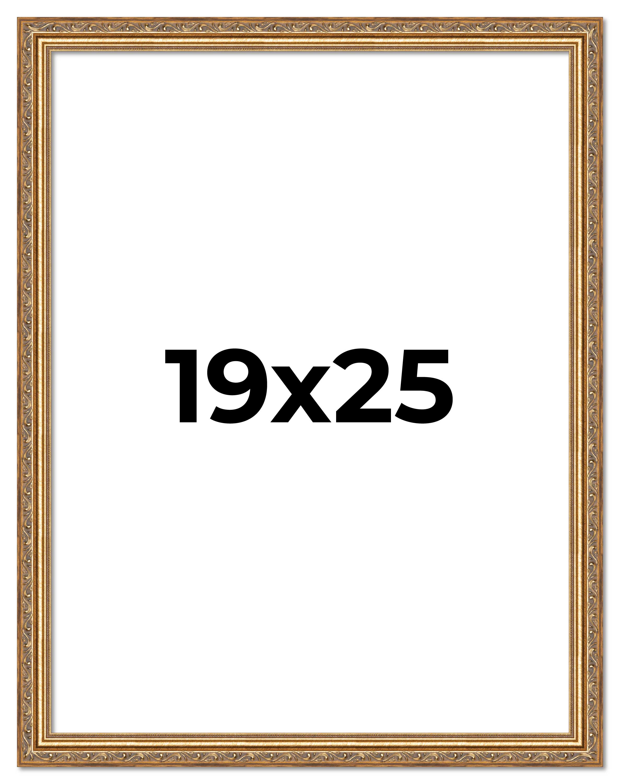 19×25 Frame Gold Solid Wood Picture Frame Width 1.25 Inches | Interior Frame Dep