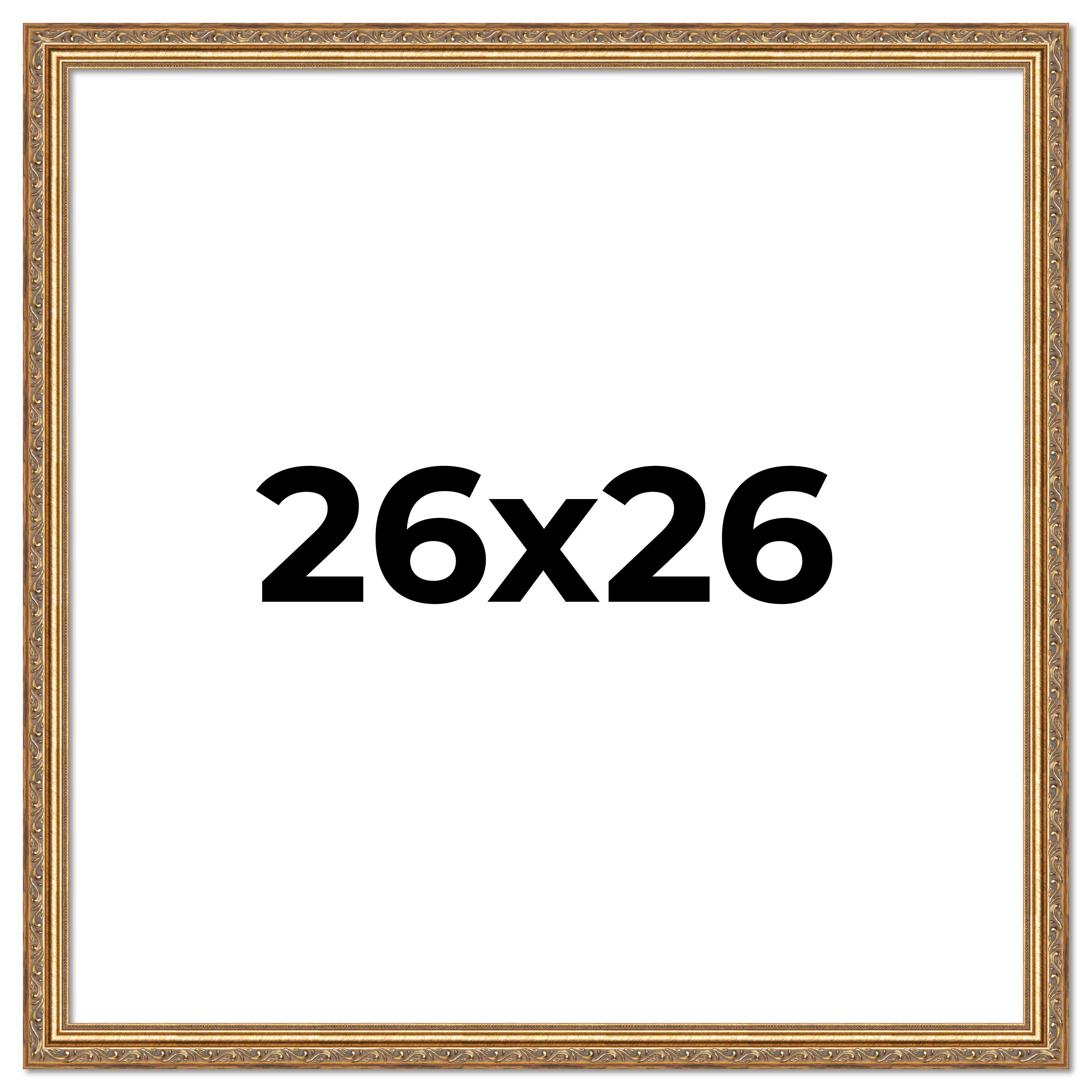 26x26 Frame Gold Solid Wood Picture Frame Width 1.25 Inches | Interior Frame Dep main product image