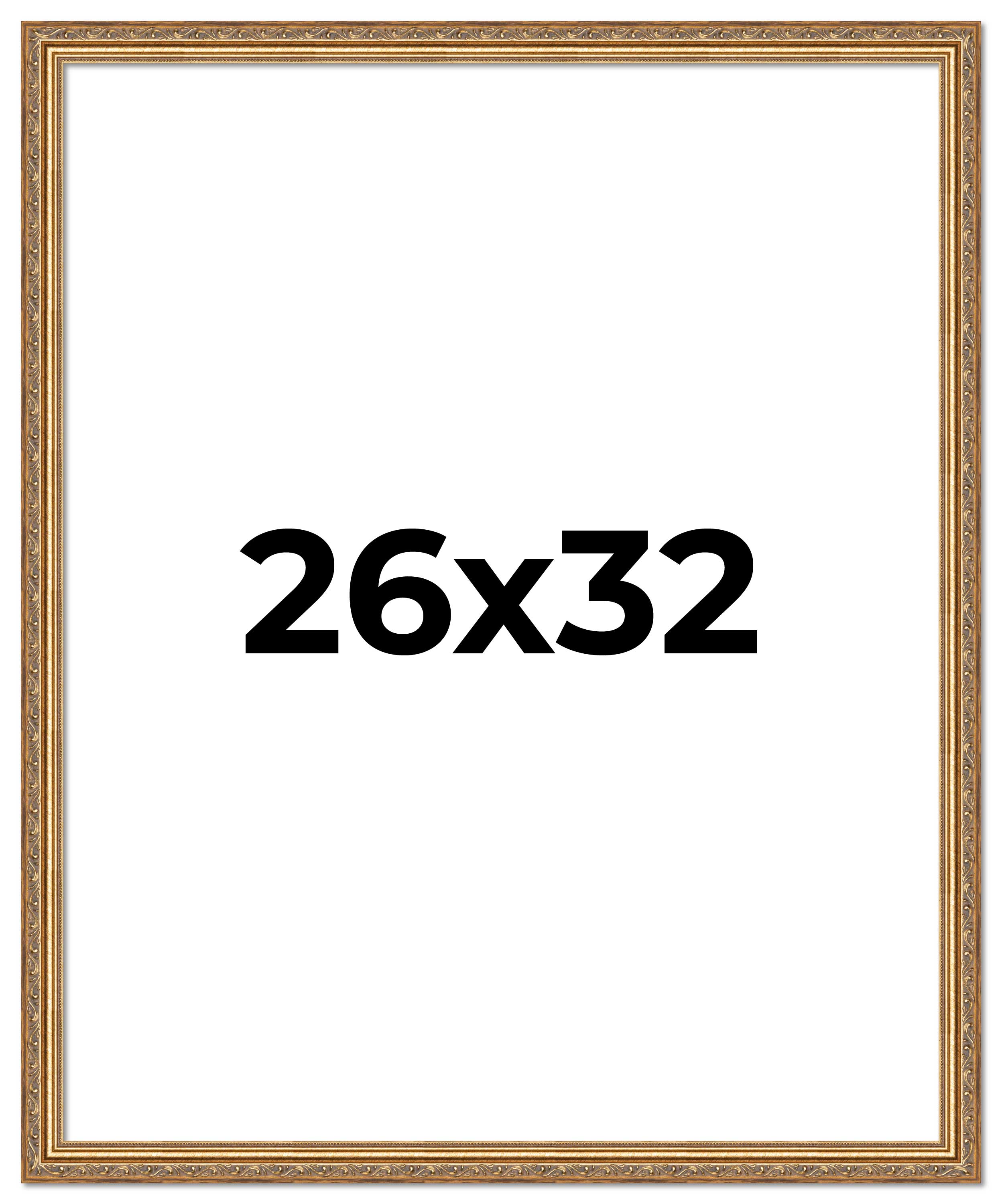26x32 Frame Gold Solid Wood Picture Frame Width 1.25 Inches | Interior Frame Dep main product image
