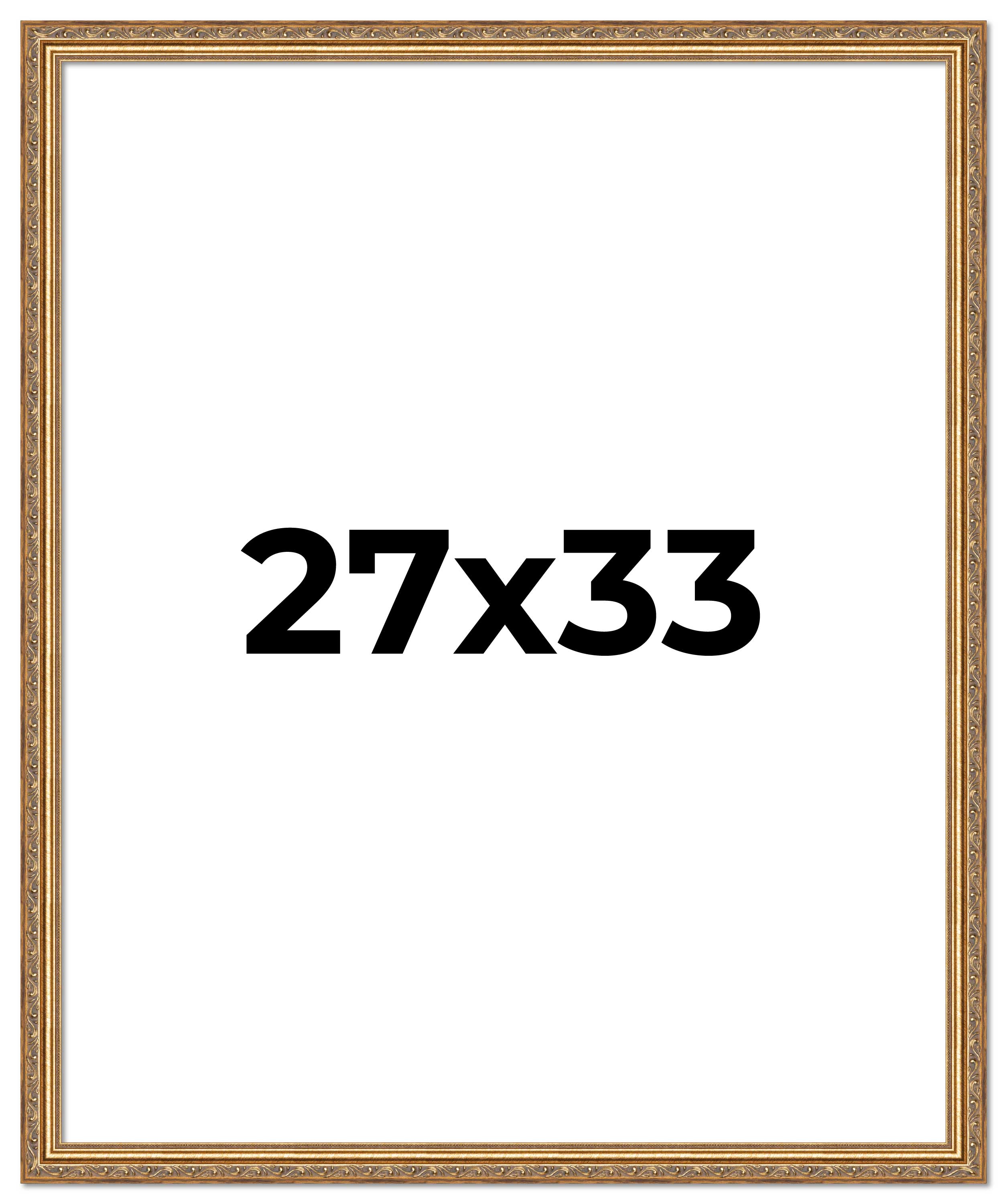 27x33 Frame Gold Solid Wood Picture Frame Width 1.25 Inches | Interior Frame Dep main product image