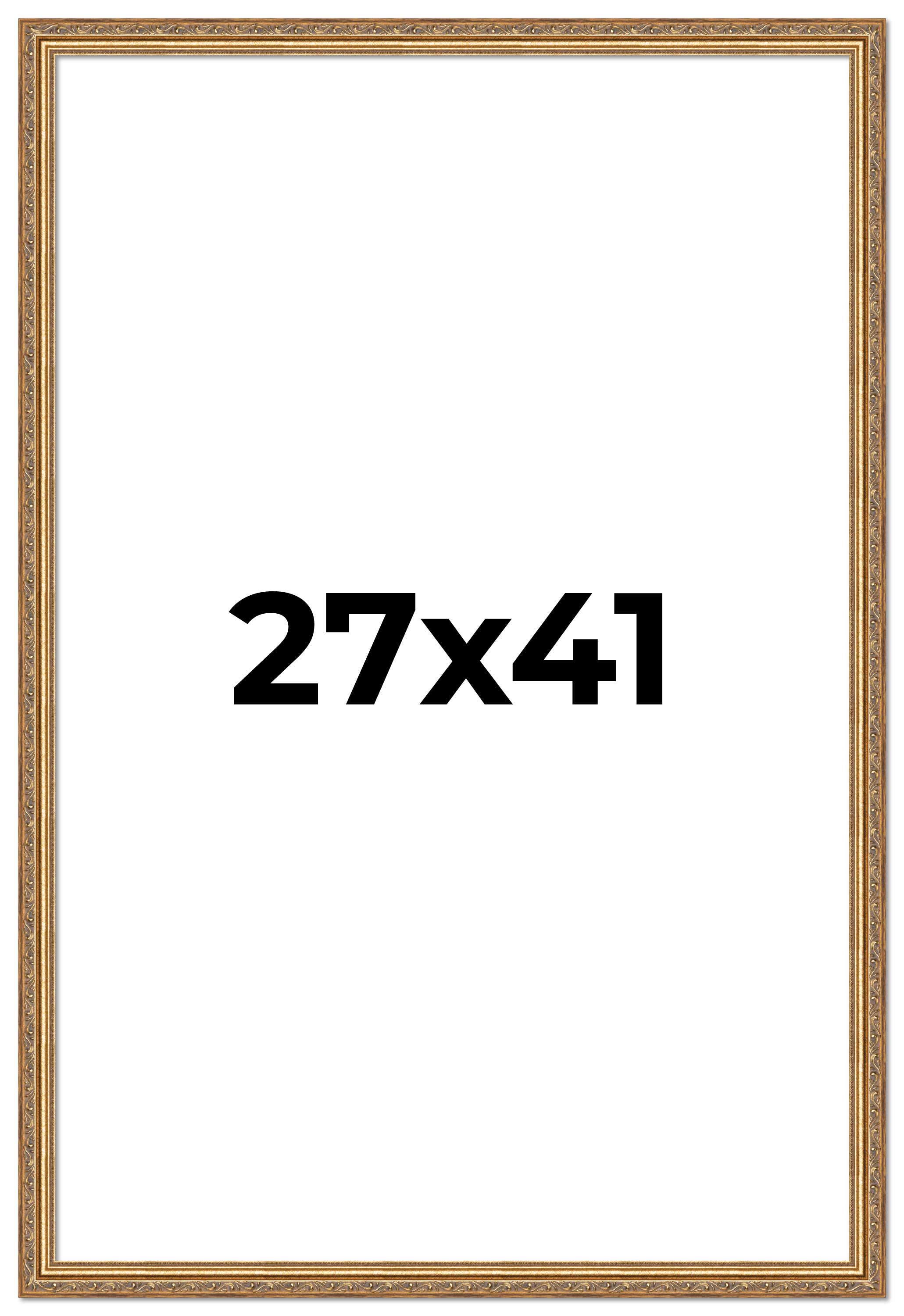 27×41 Frame Gold Solid Wood Picture Frame Width 1.25 Inches | Interior Frame Dep