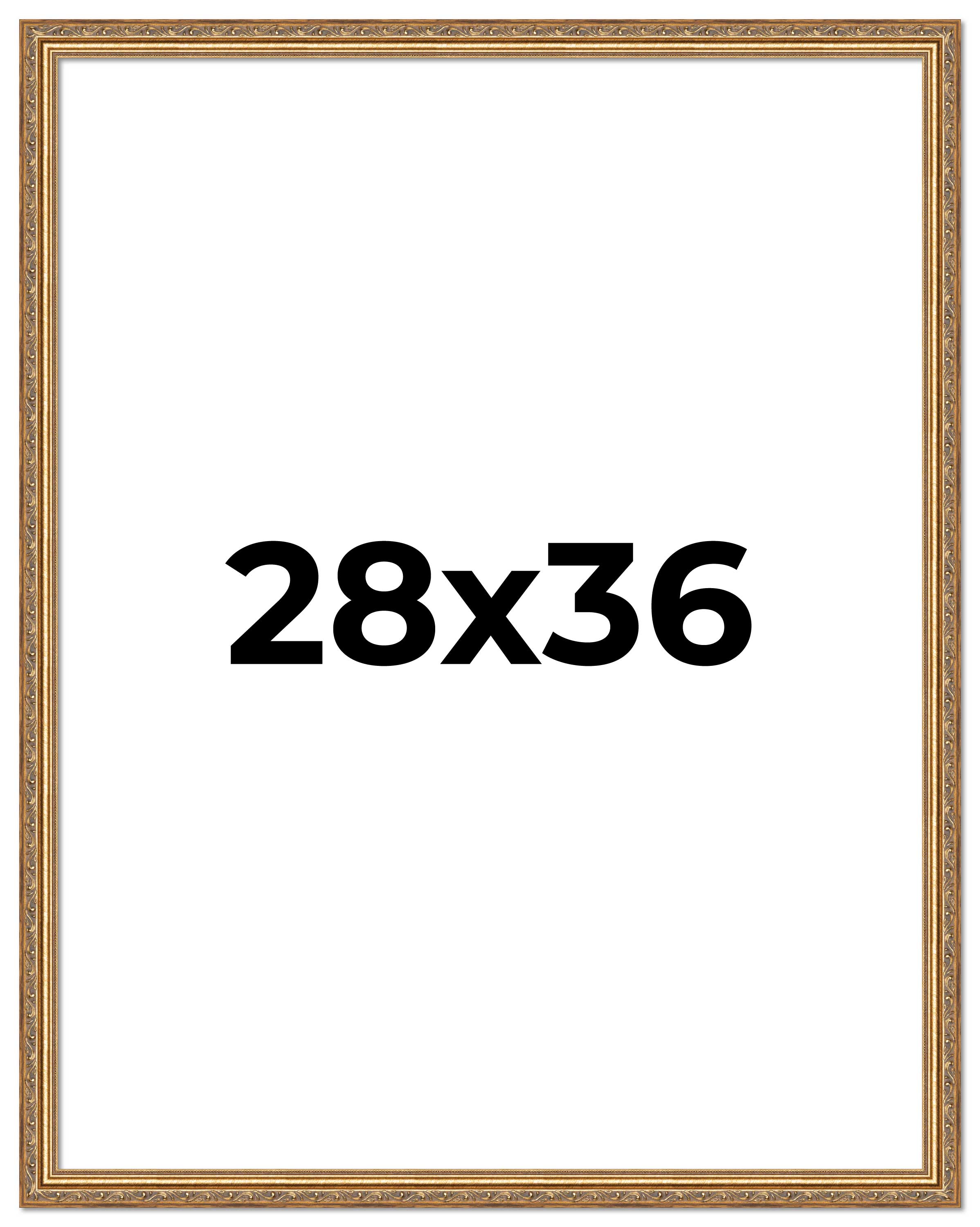 28x36 Frame Gold Solid Wood Picture Frame Width 1.25 Inches | Interior Frame Dep main product image