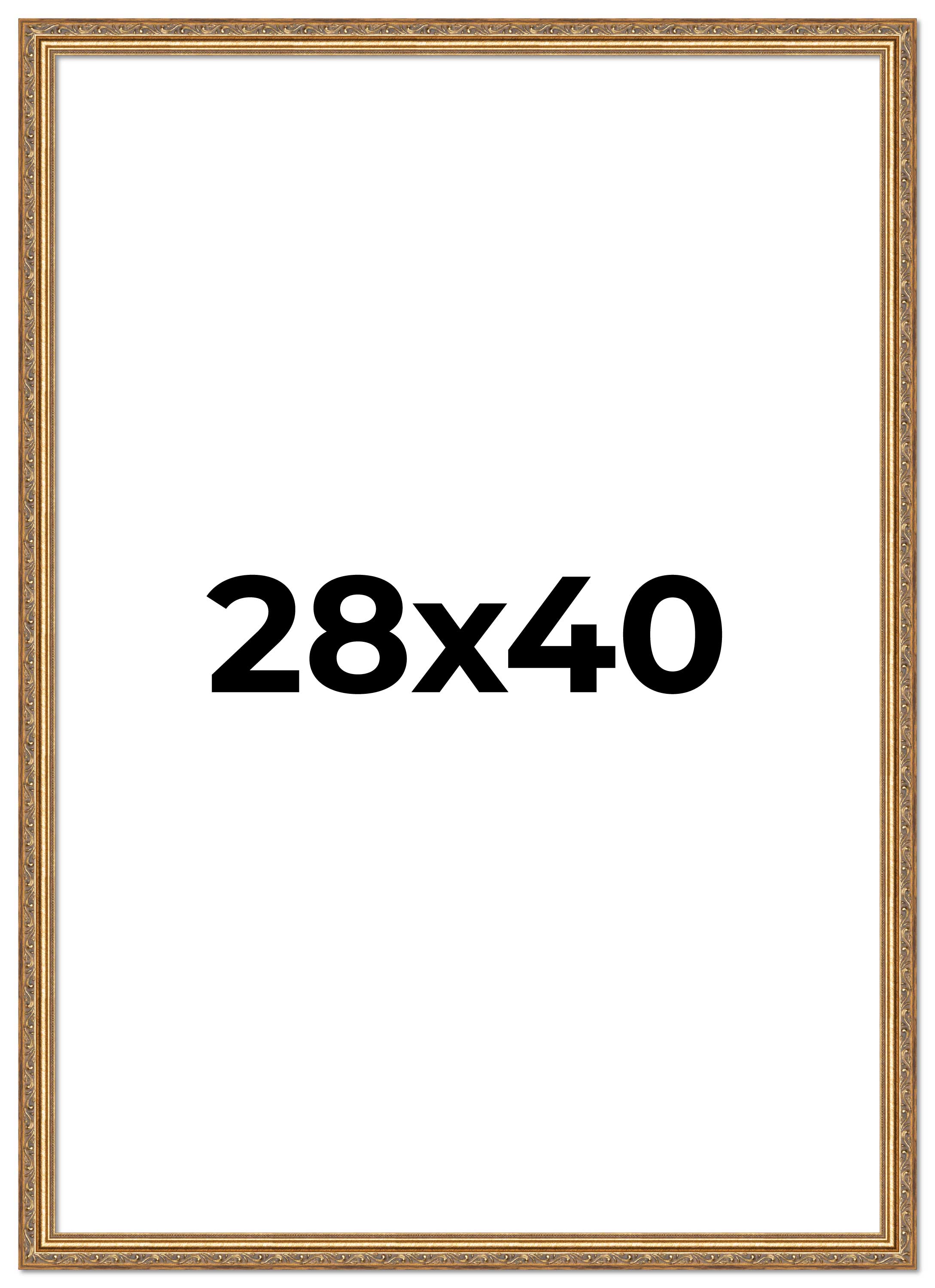 28×40 Frame Gold Solid Wood Picture Frame Width 1.25 Inches | Interior Frame Dep