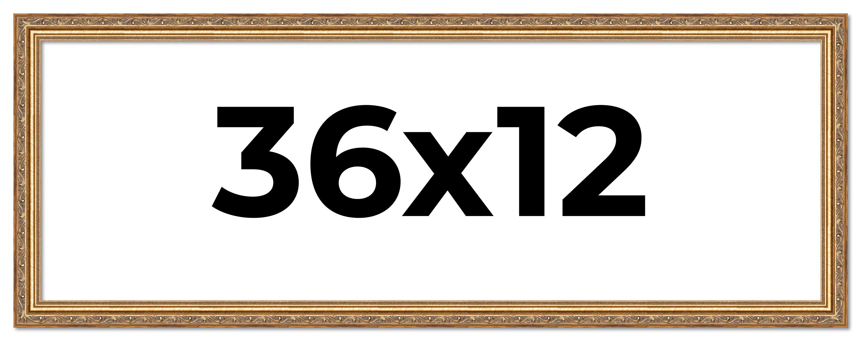 36x12 Frame Gold Solid Wood Picture Frame Width 1.25 Inches | Interior Frame Dep main product image