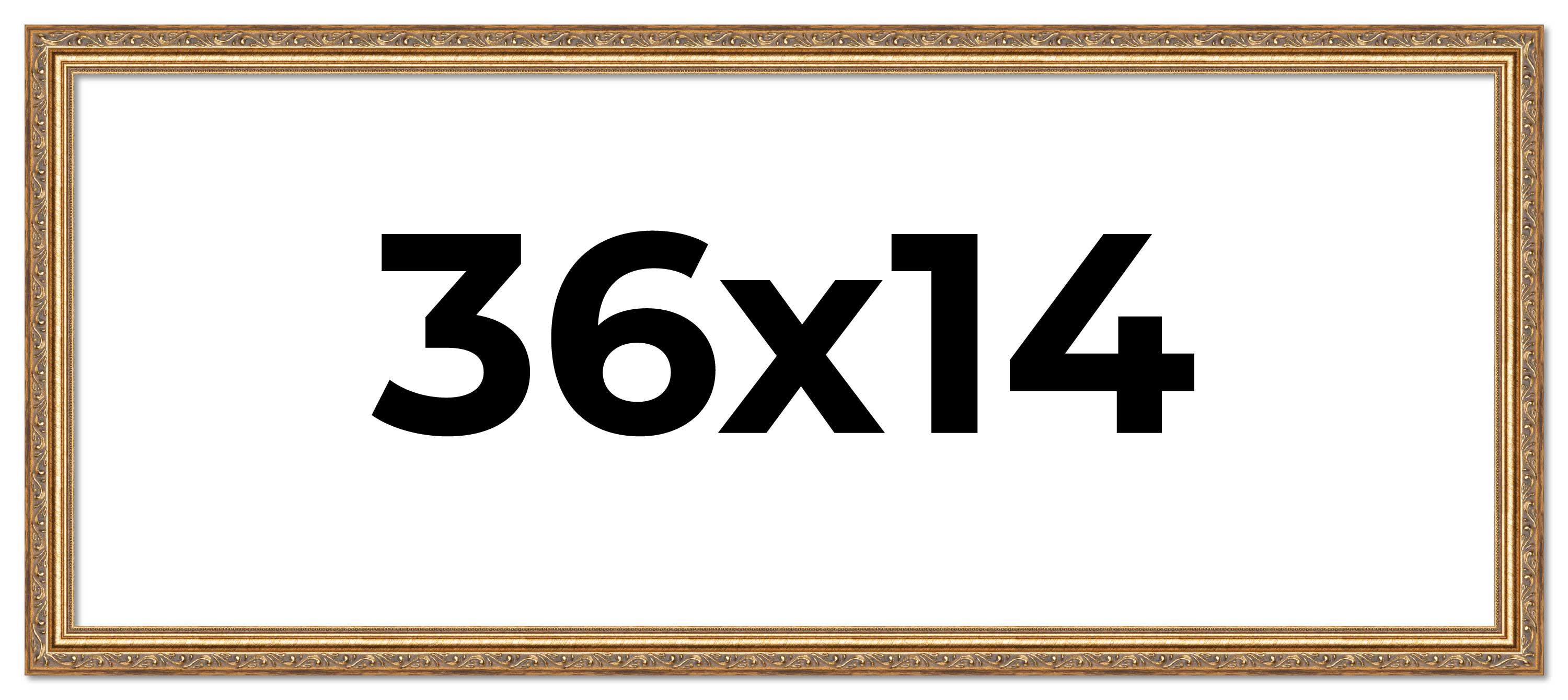 36x14 Frame Gold Solid Wood Picture Frame Width 1.25 Inches | Interior Frame Dep main product image