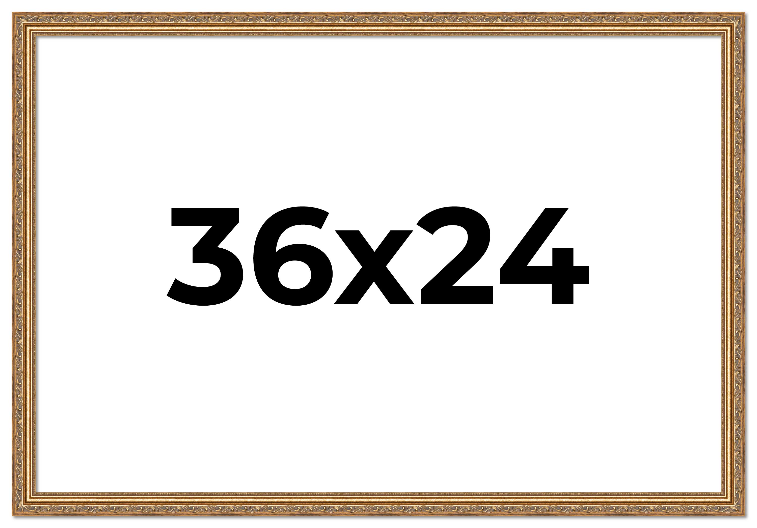 36x24 Rahmen Gold Massivholz Bilderrahmen Breite 1,25 cm | Innenrahmen Dep