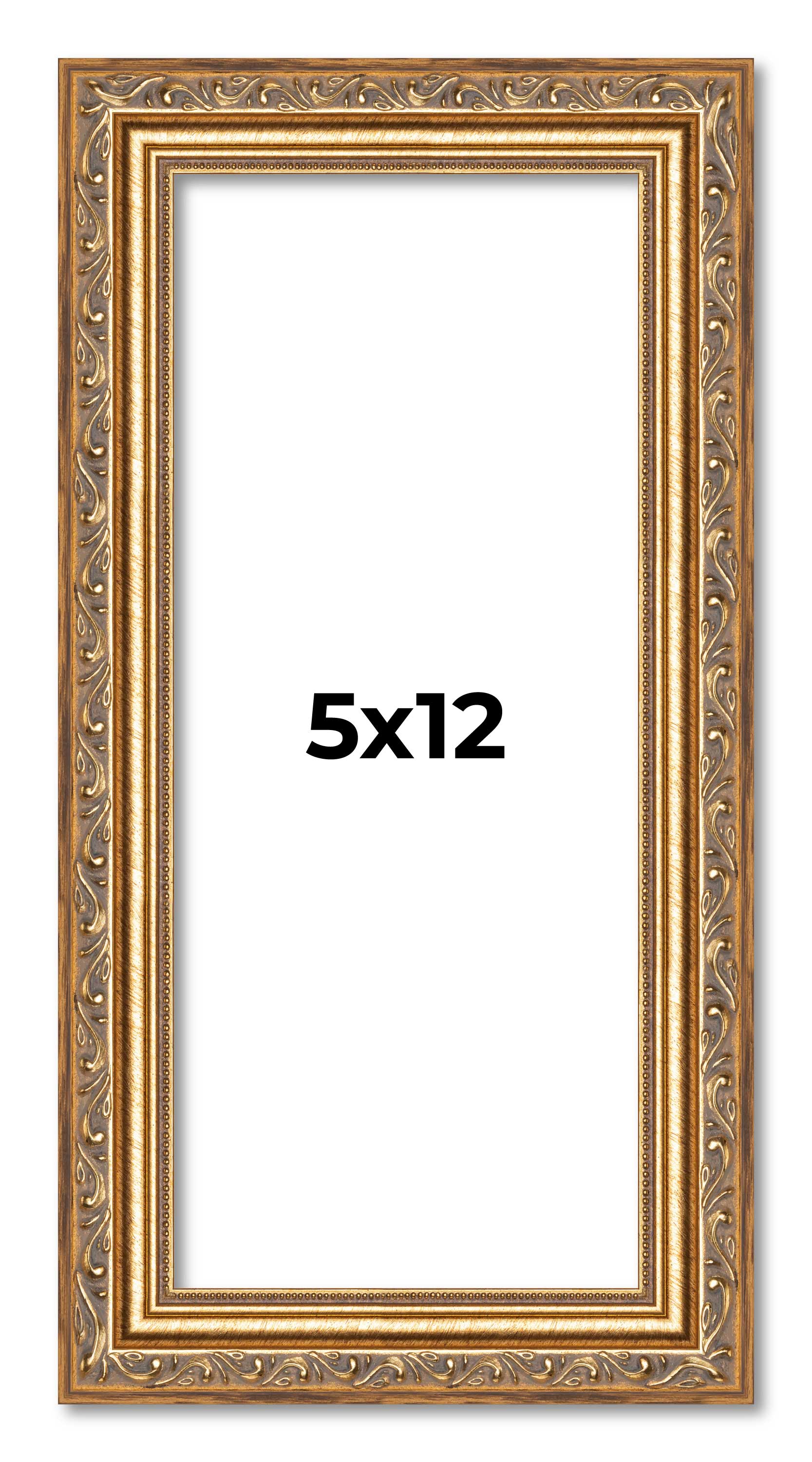 5×12 In Frame Gold Solid Wood Picture Frame Width 1.25 Inches | Interior Frame D