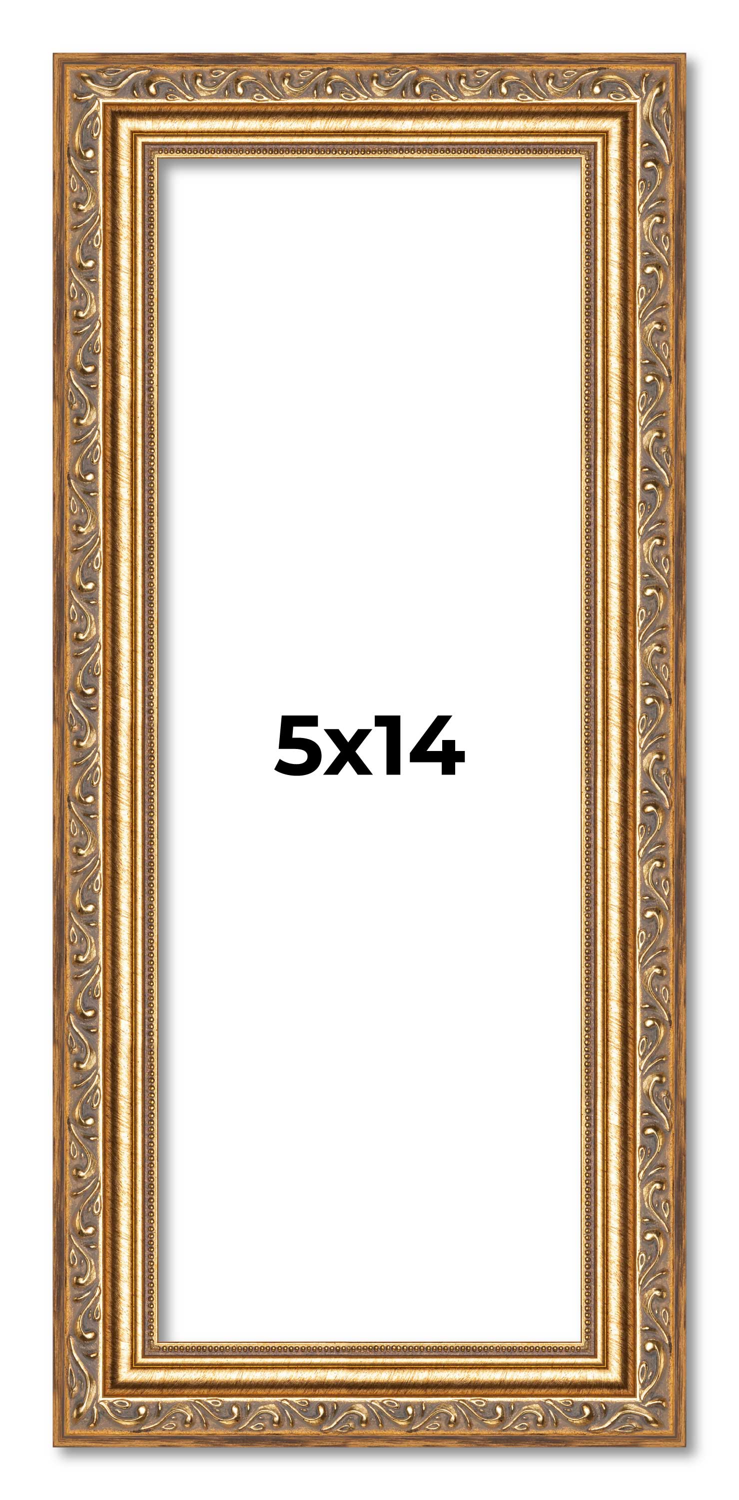 5×14 In Frame Gold Solid Wood Picture Frame Width 1.25 Inches | Interior Frame D