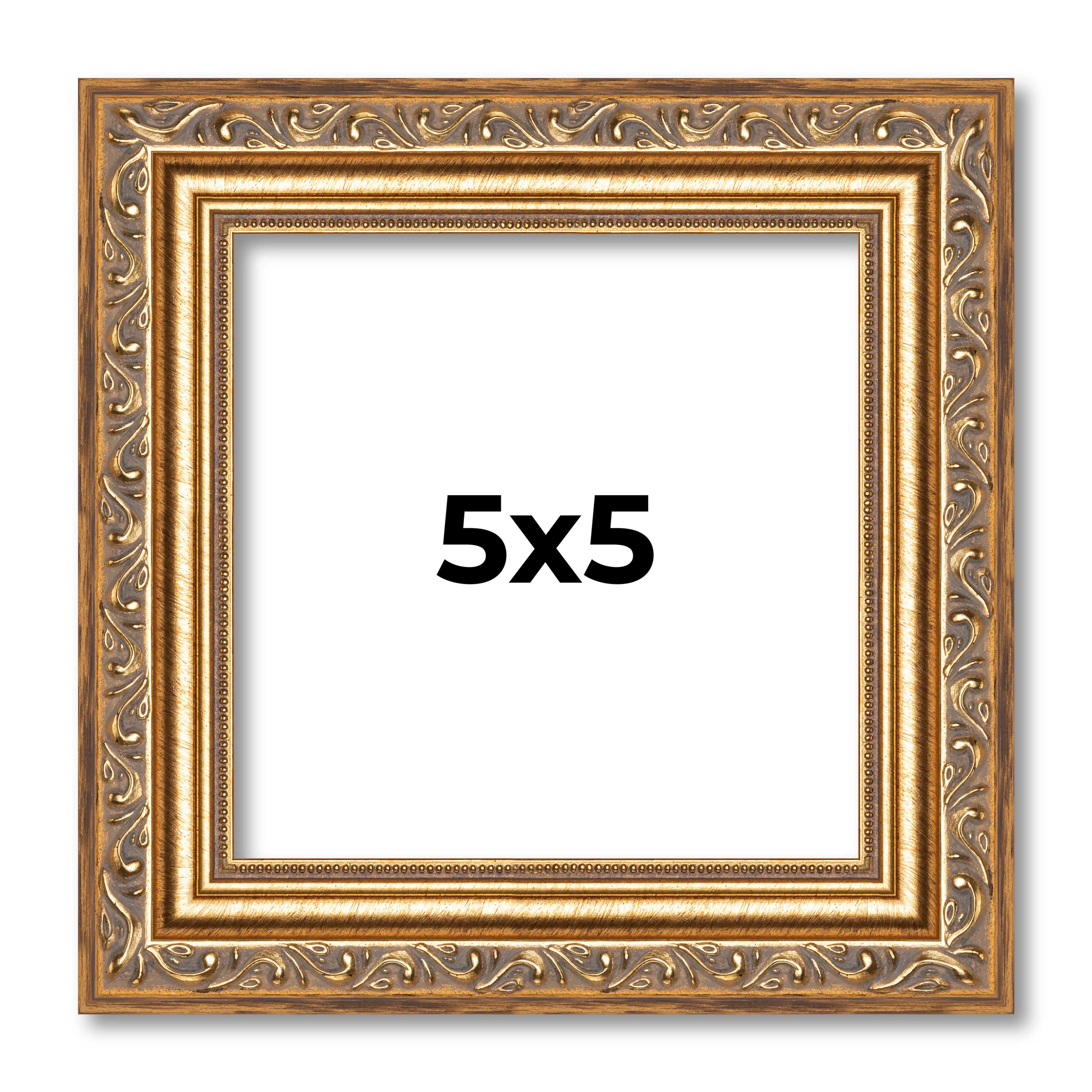 5x5 In Frame Gold Solid Wood Picture Frame Width 1.25 Inches | Interior Frame De