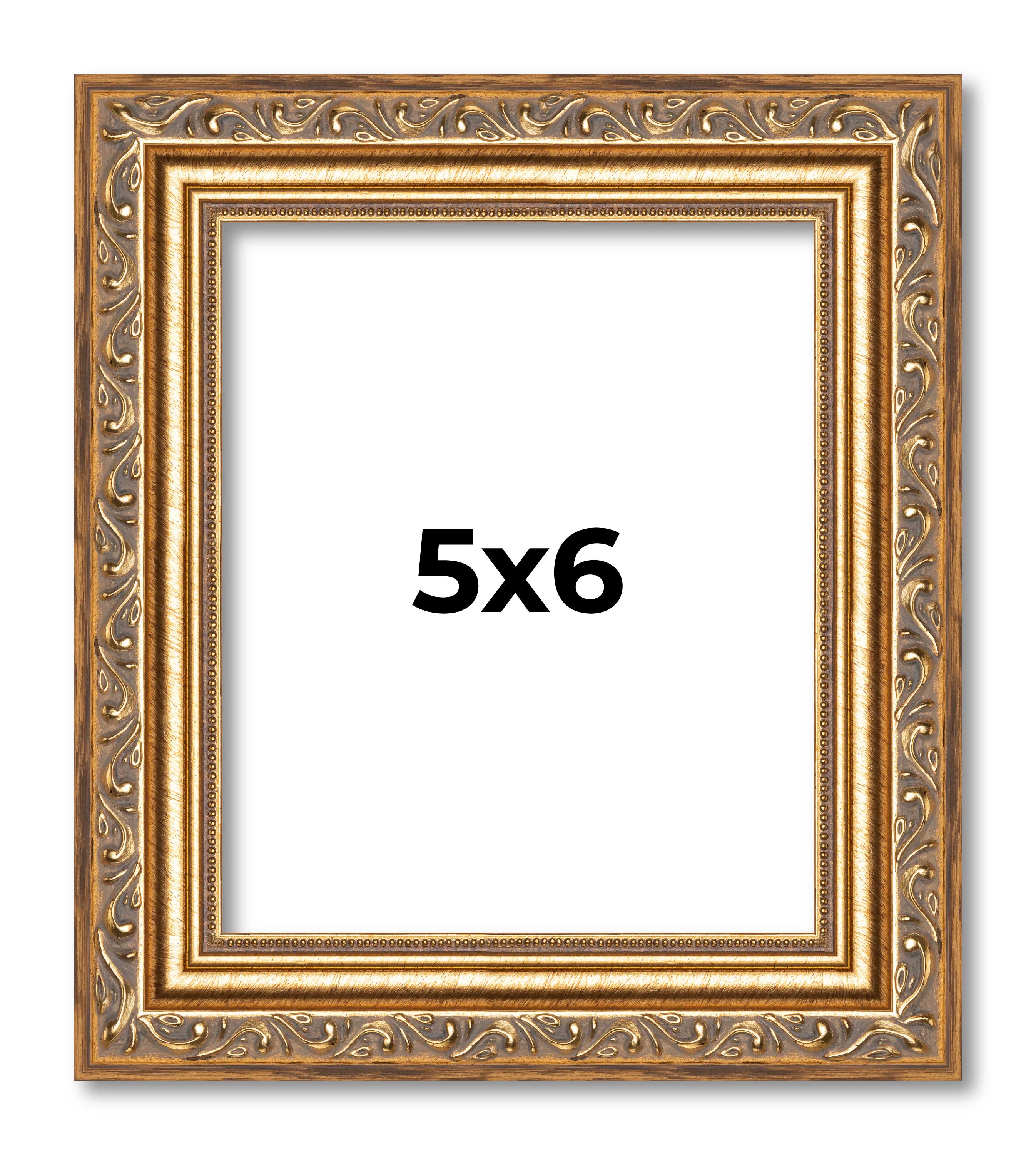 5×6 In Frame Gold Solid Wood Picture Frame Width 1.25 Inches | Interior Frame De