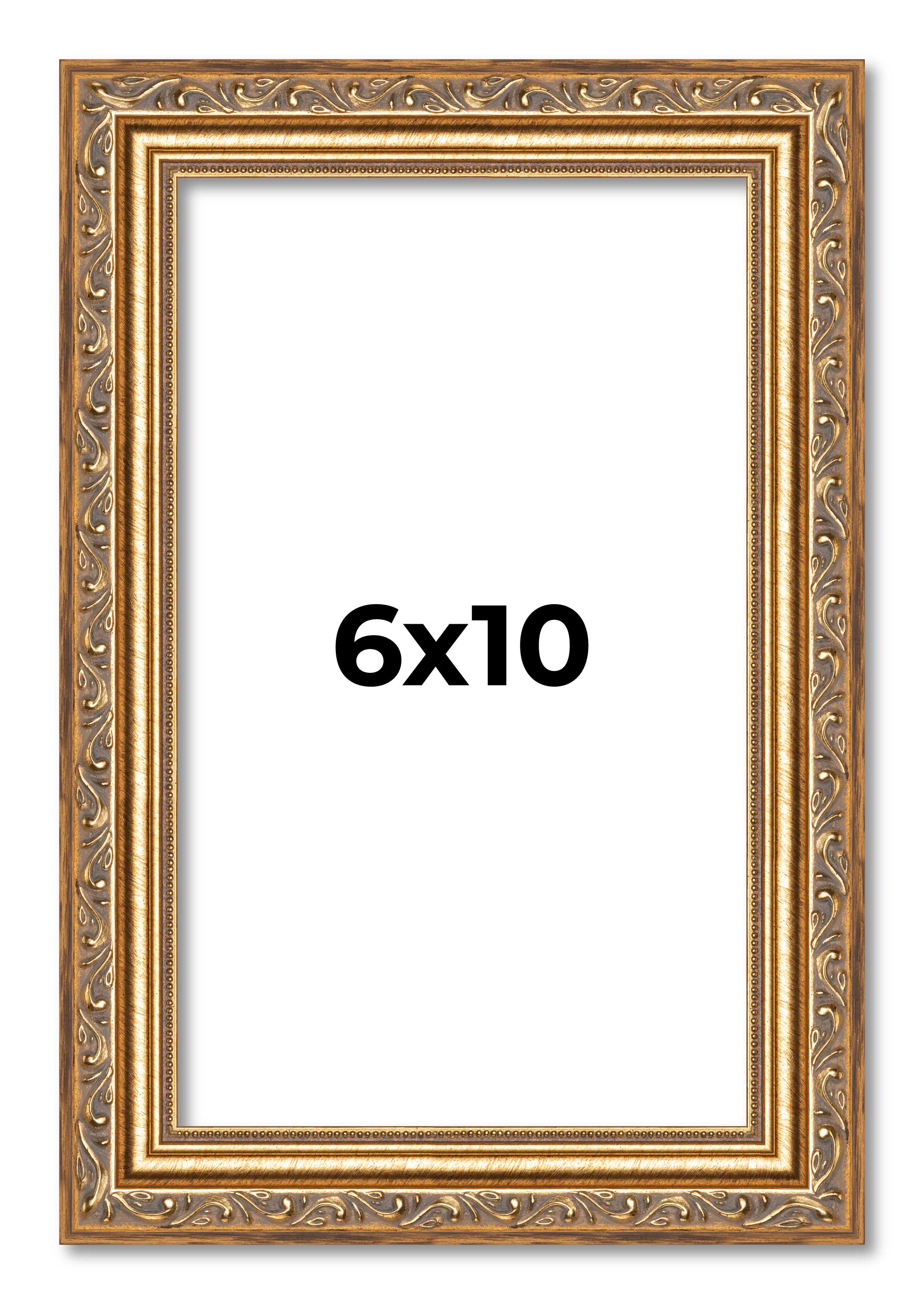 6x10 Frame Gold Solid Wood Picture Frame Width 1.25 Inches | Interior Frame Dept main product image