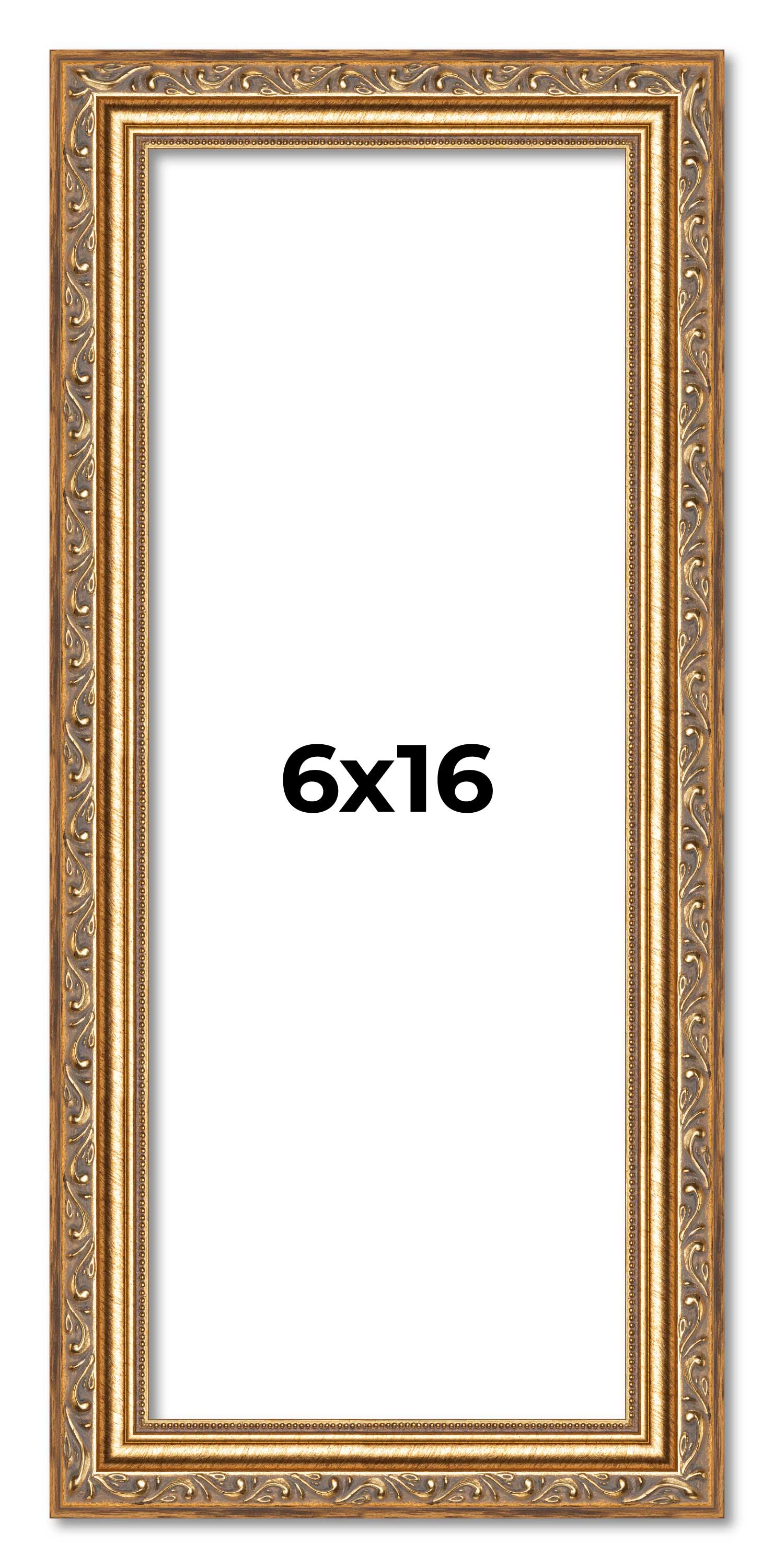 6x16 Frame Gold Solid Wood Picture Frame Width 1.25 Inches | Interior Frame Dept main product image