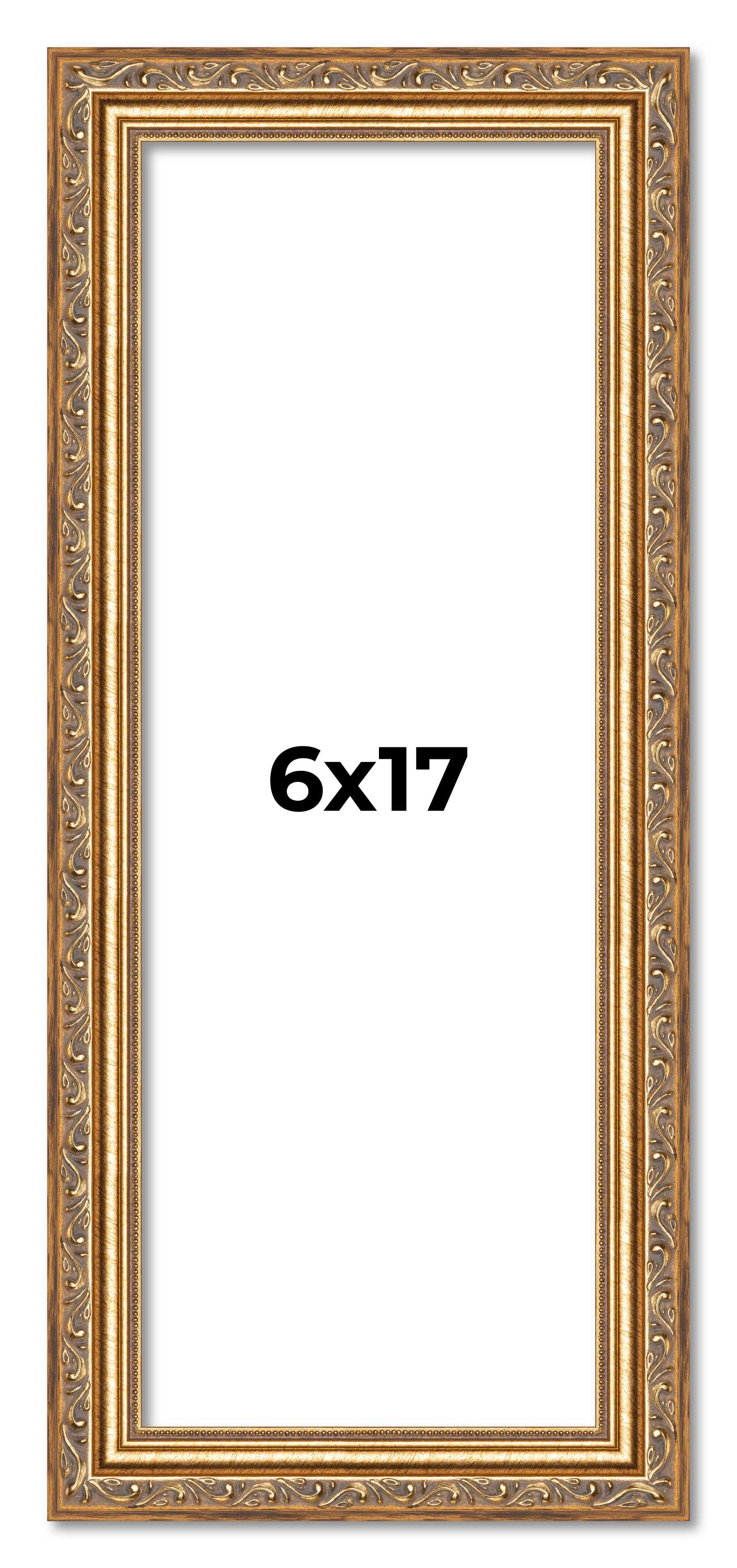 6x17 Frame Gold Solid Wood Picture Frame Width 1.25 Inches | Interior Frame Dept main product image