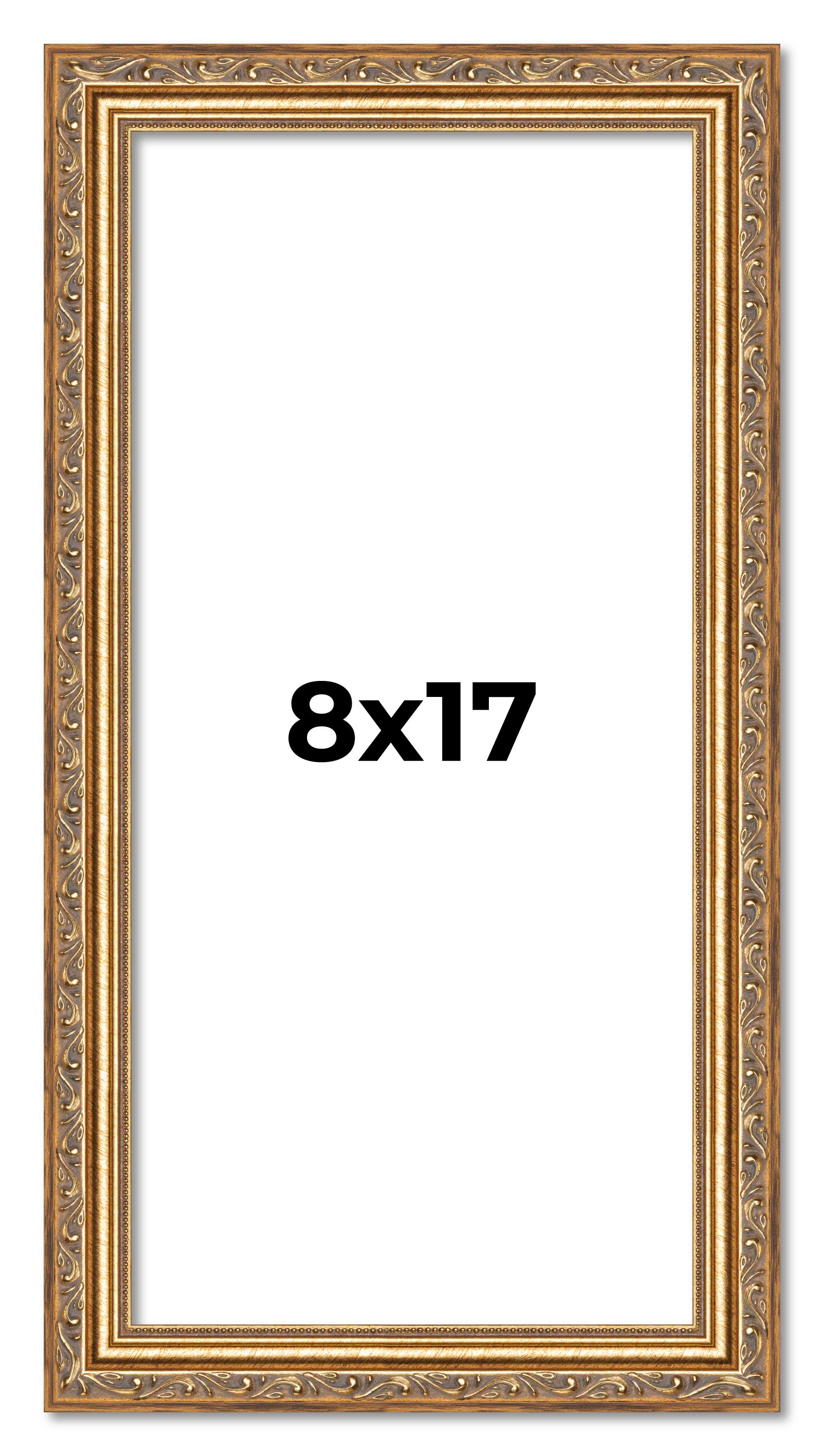 8x17 Frame Gold Solid Wood Picture Frame Width 1.25 Inches | Interior Frame Dept main product image