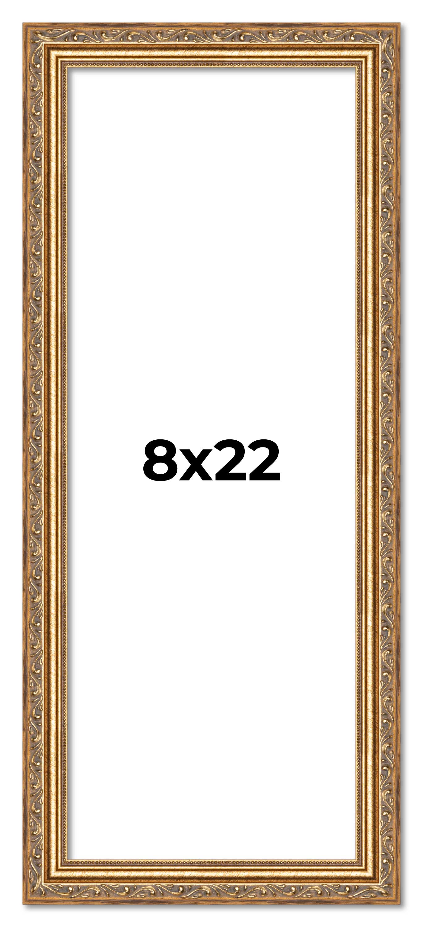 8x22 Frame Gold Solid Wood Picture Frame Width 1.25 Inches | Interior Frame Dept main product image