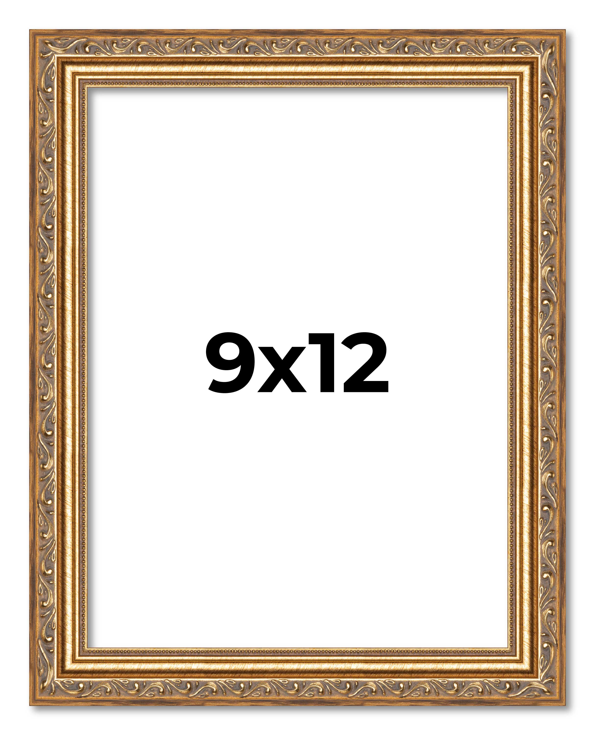 9x12 Frame Gold Solid Wood Picture Frame Width 1.25 Inches | Interior Frame Dept main product image