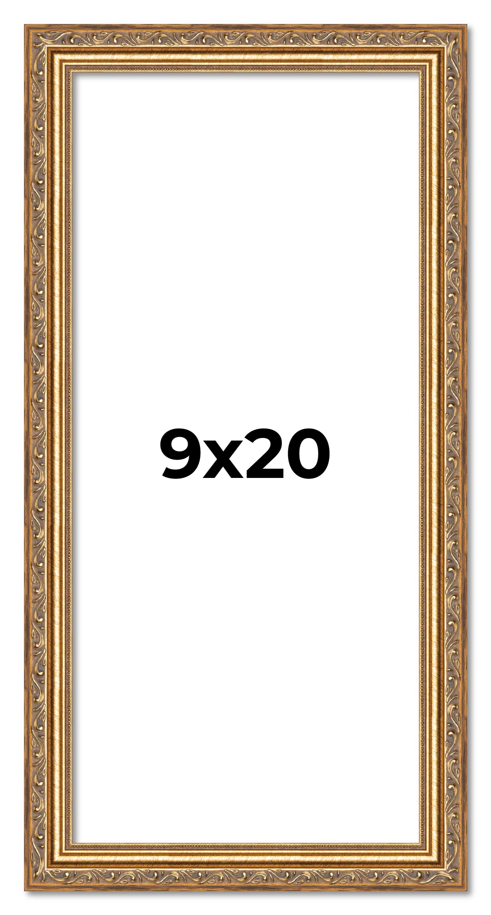 9x20 Frame Gold Solid Wood Picture Frame Width 1.25 Inches | Interior Frame Dept