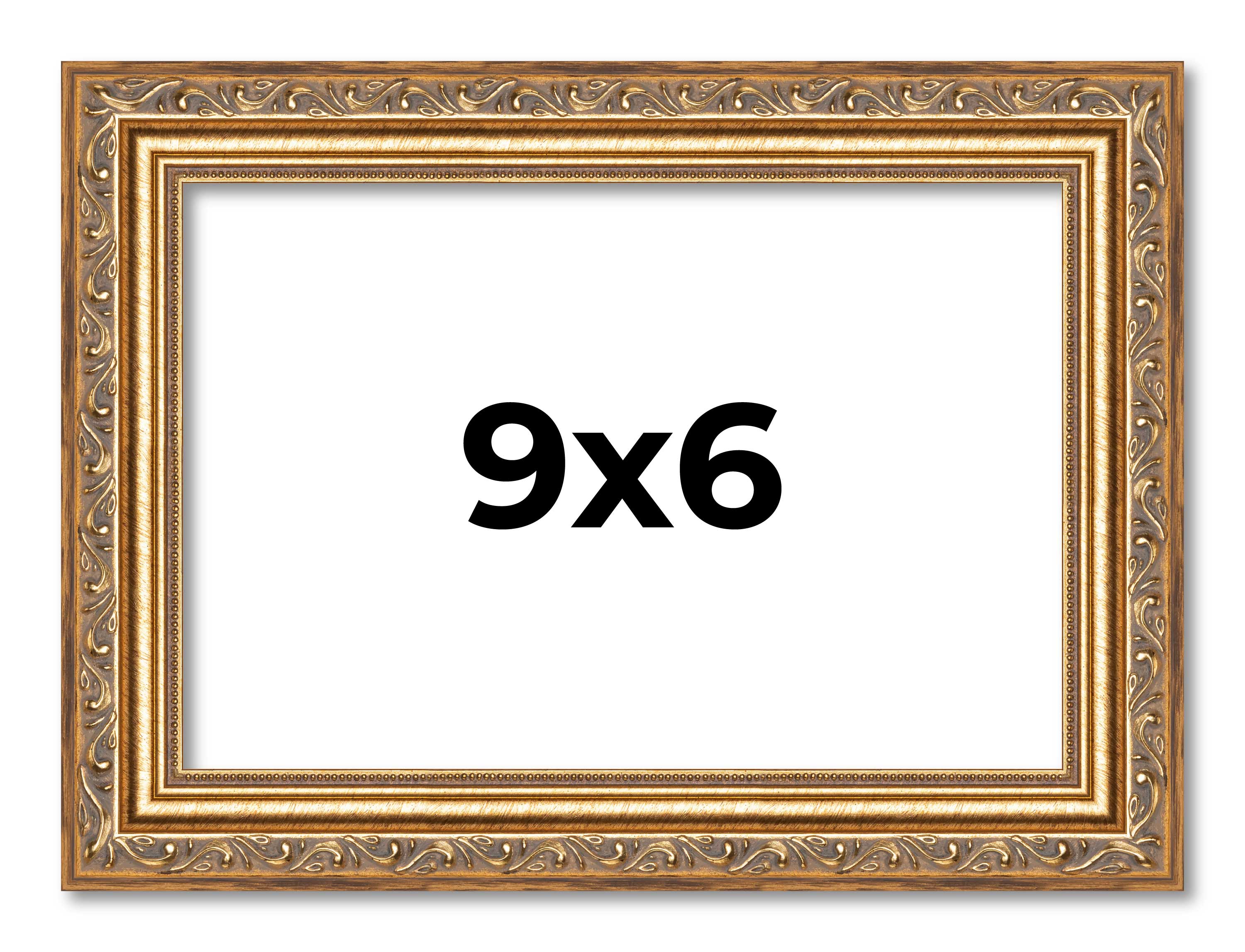 9×6 Frame Gold Solid Wood Picture Frame Width 1.25 Inches | Interior Frame Depth