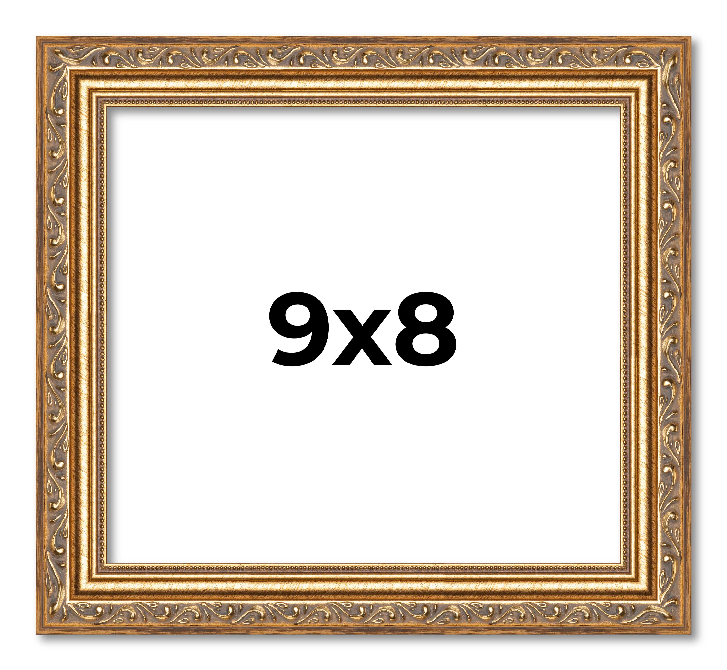 9x8 Frame Gold Solid Wood Picture Frame Width 1.25 Inches | Interior Frame Depth main product image