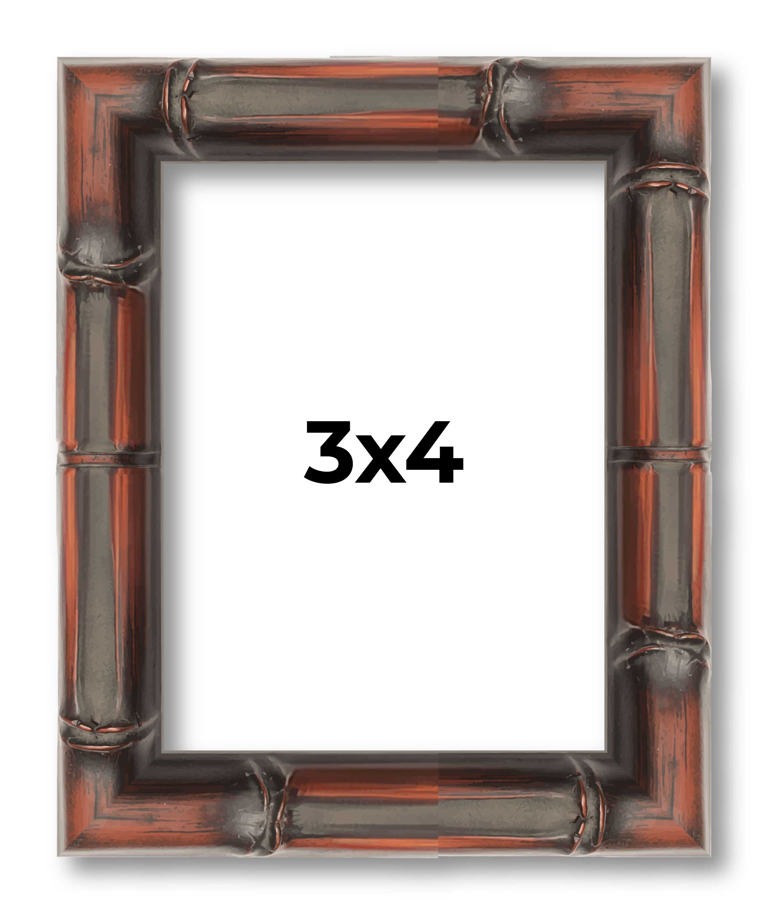 3x4 IN Frame Brown Bamboo with Dark Coffee/Walnut Finish | Solid Wood Picture Fr