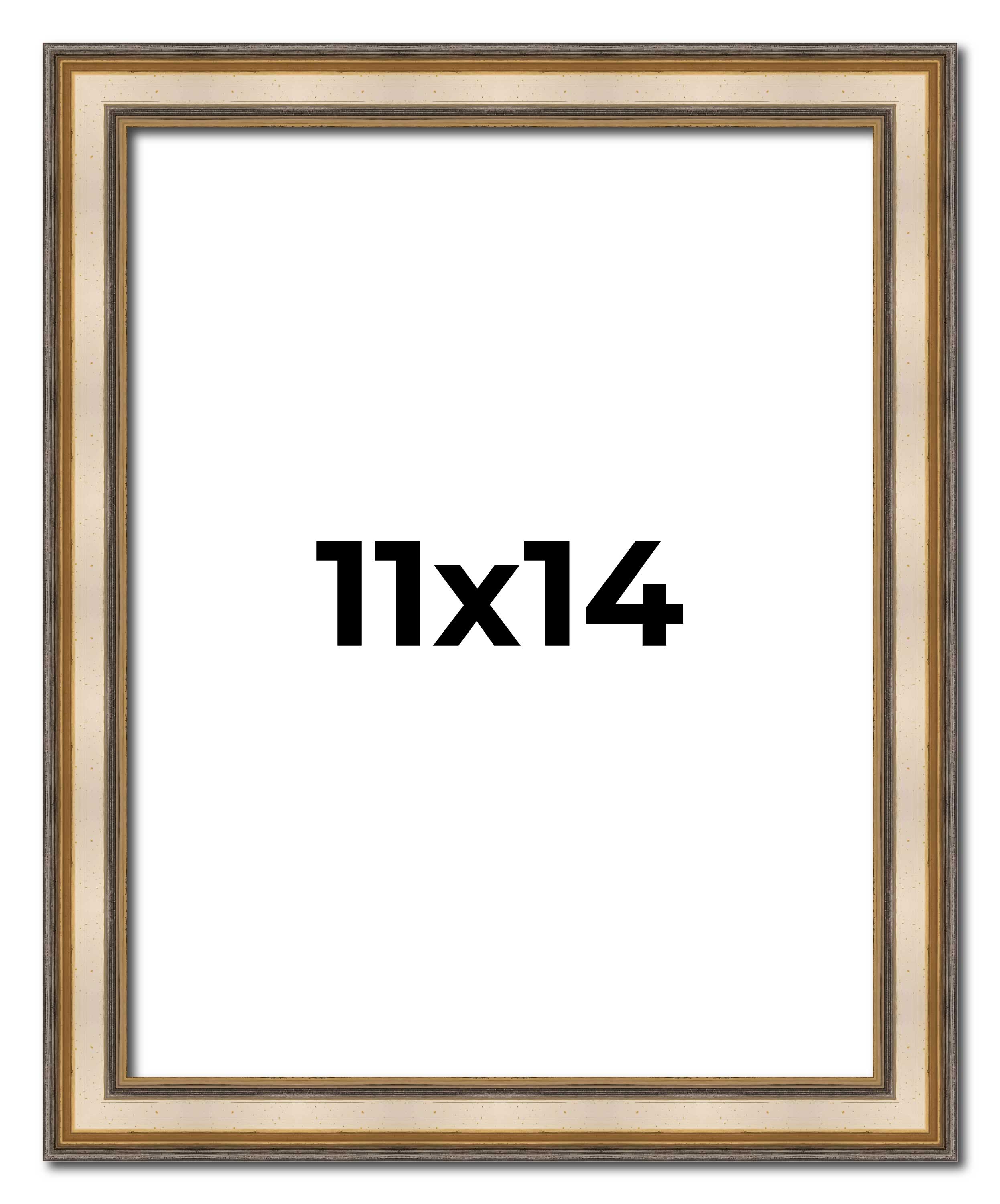 11×14 Frame Silver Solid Wood Picture Frame Width 1.25 Inches | Interior Frame D