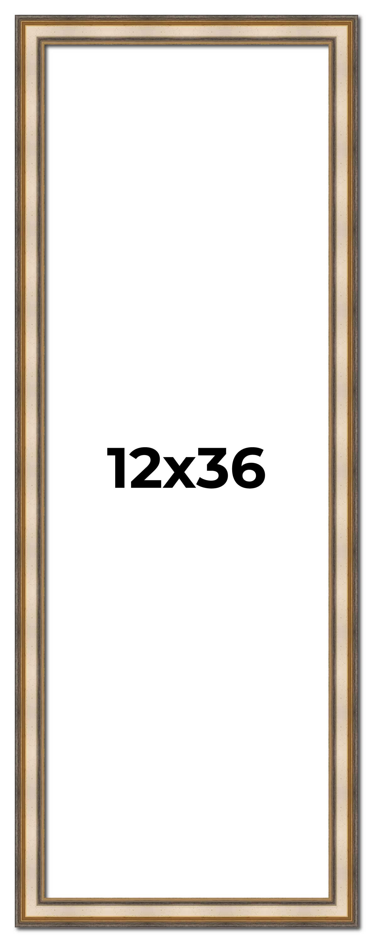 12x36 1.75 Wide 'Prima Wide Silver Contemporary Solid Wood Picture Frame main product image