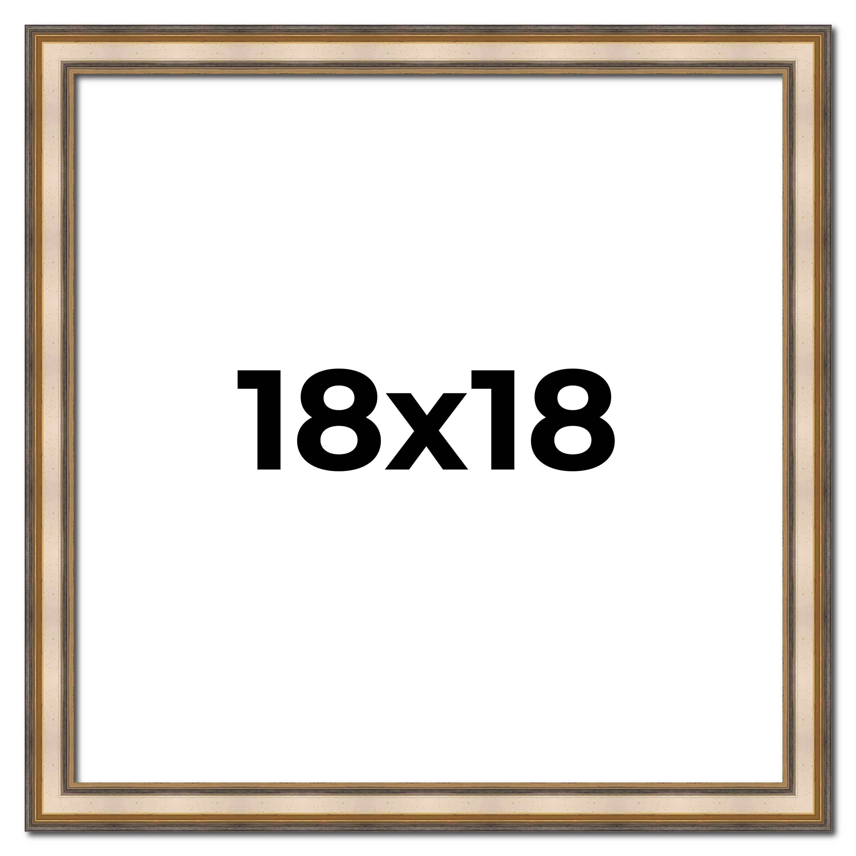 18×18 Frame Silver Solid Wood Picture Frame Width 1.25 Inches | Interior Frame D