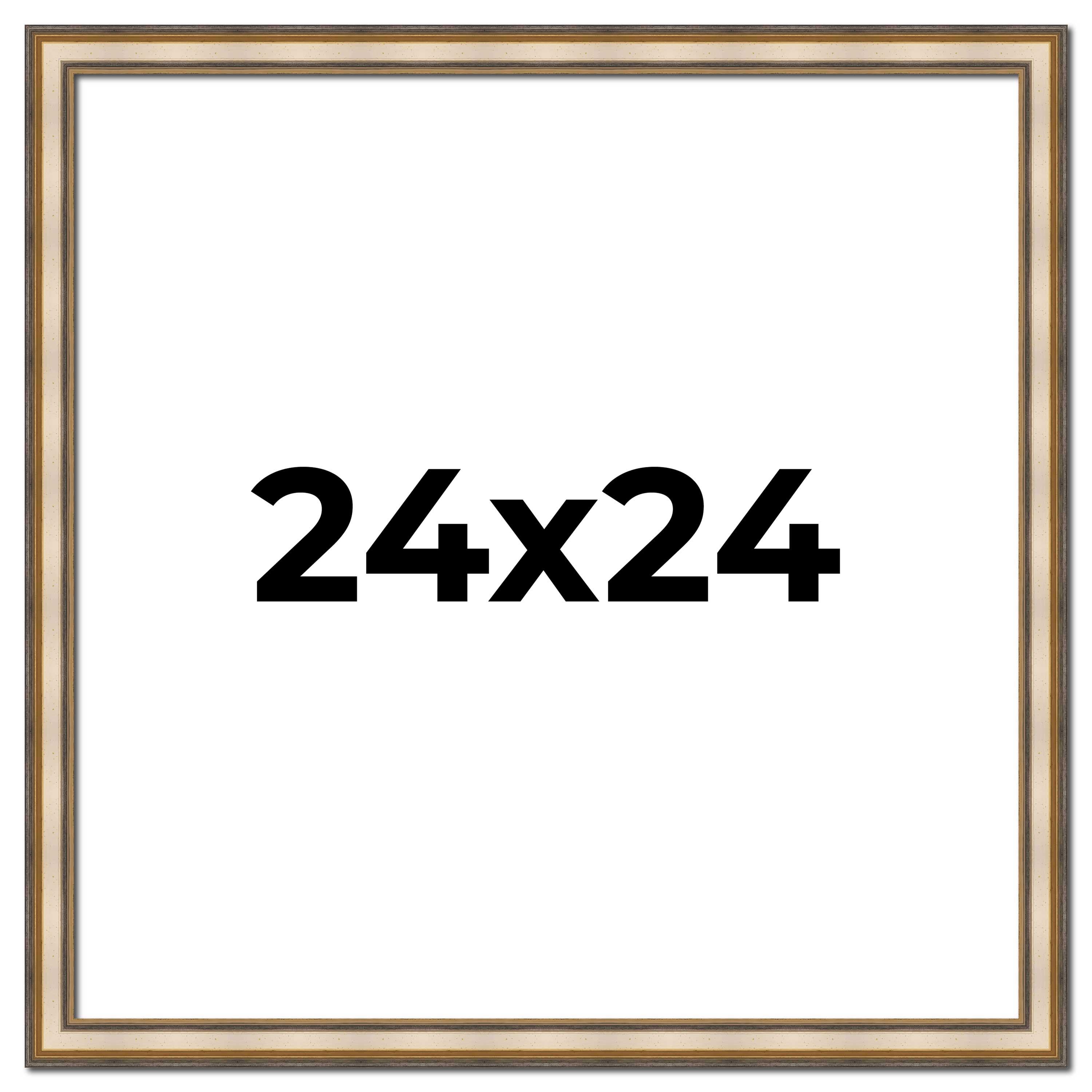 24x24 1.75 Wide 'Prima Wide Silver Contemporary Solid Wood Picture Frame main product image