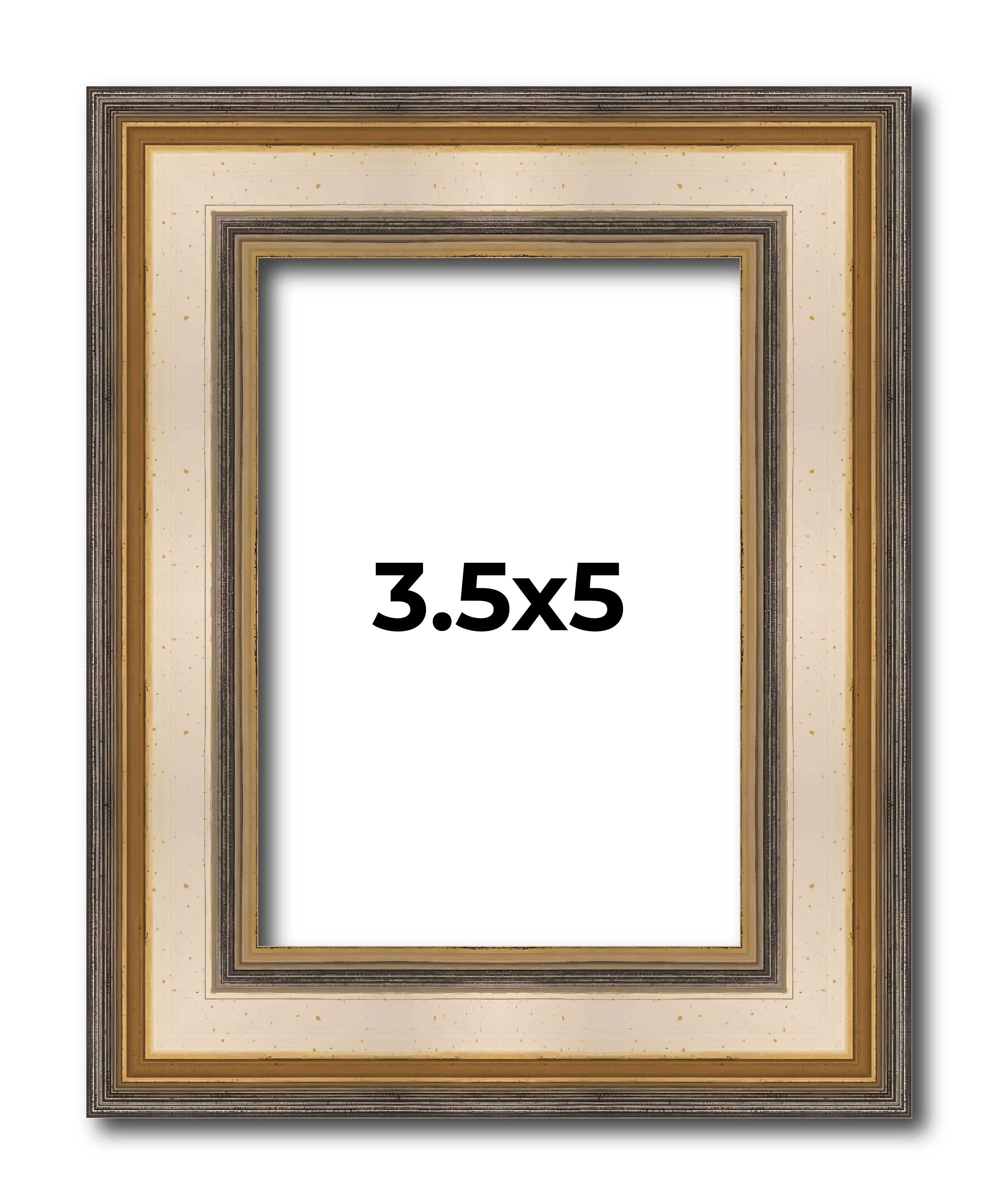 3.5x5 1.75 Wide 'Prima Wide Silver Contemporary Solid Wood Picture Frame main product image