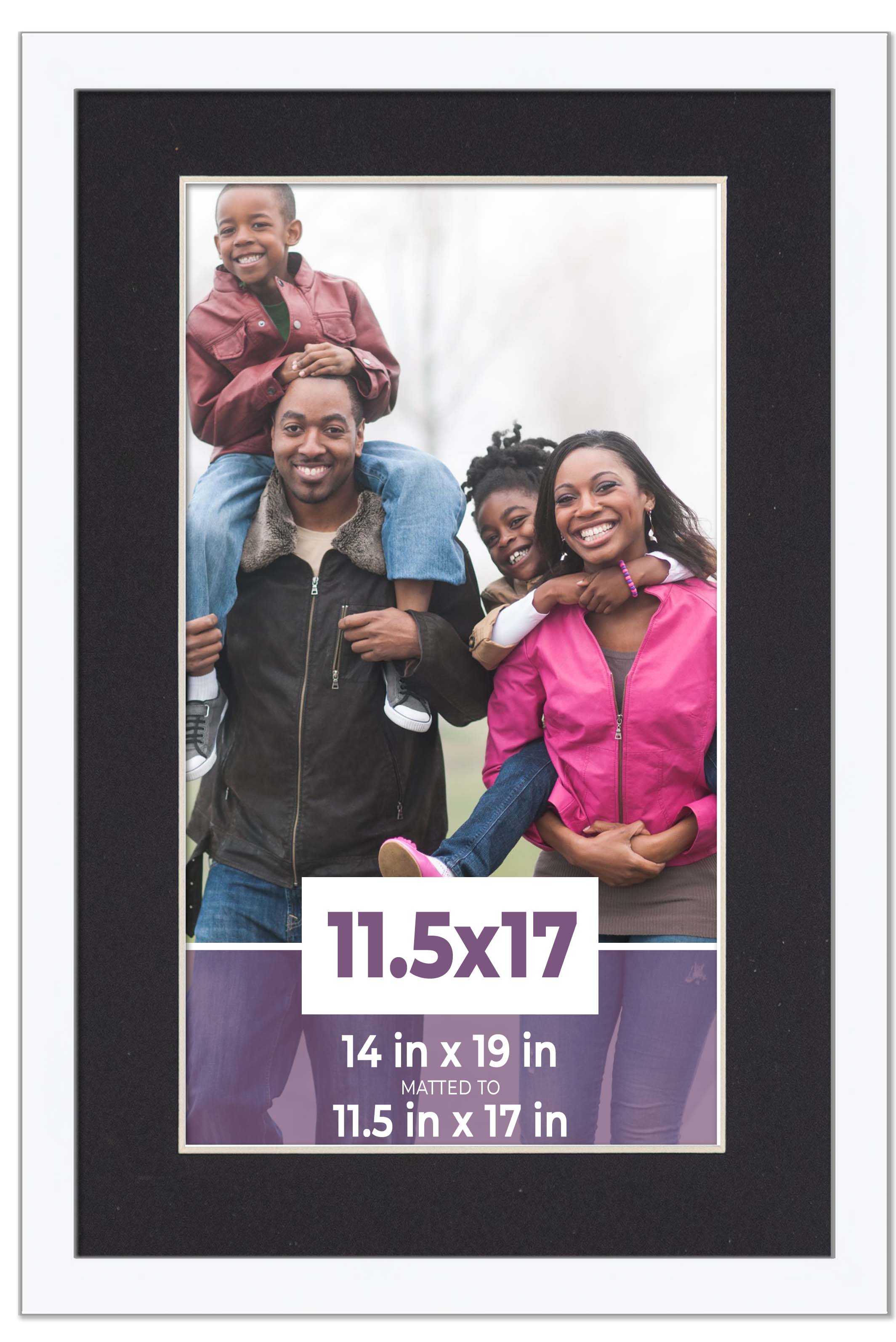 11.5x17 Frame White With Black Picture Mat For 11.5x17 Photo - White 14x19 Frame main product image