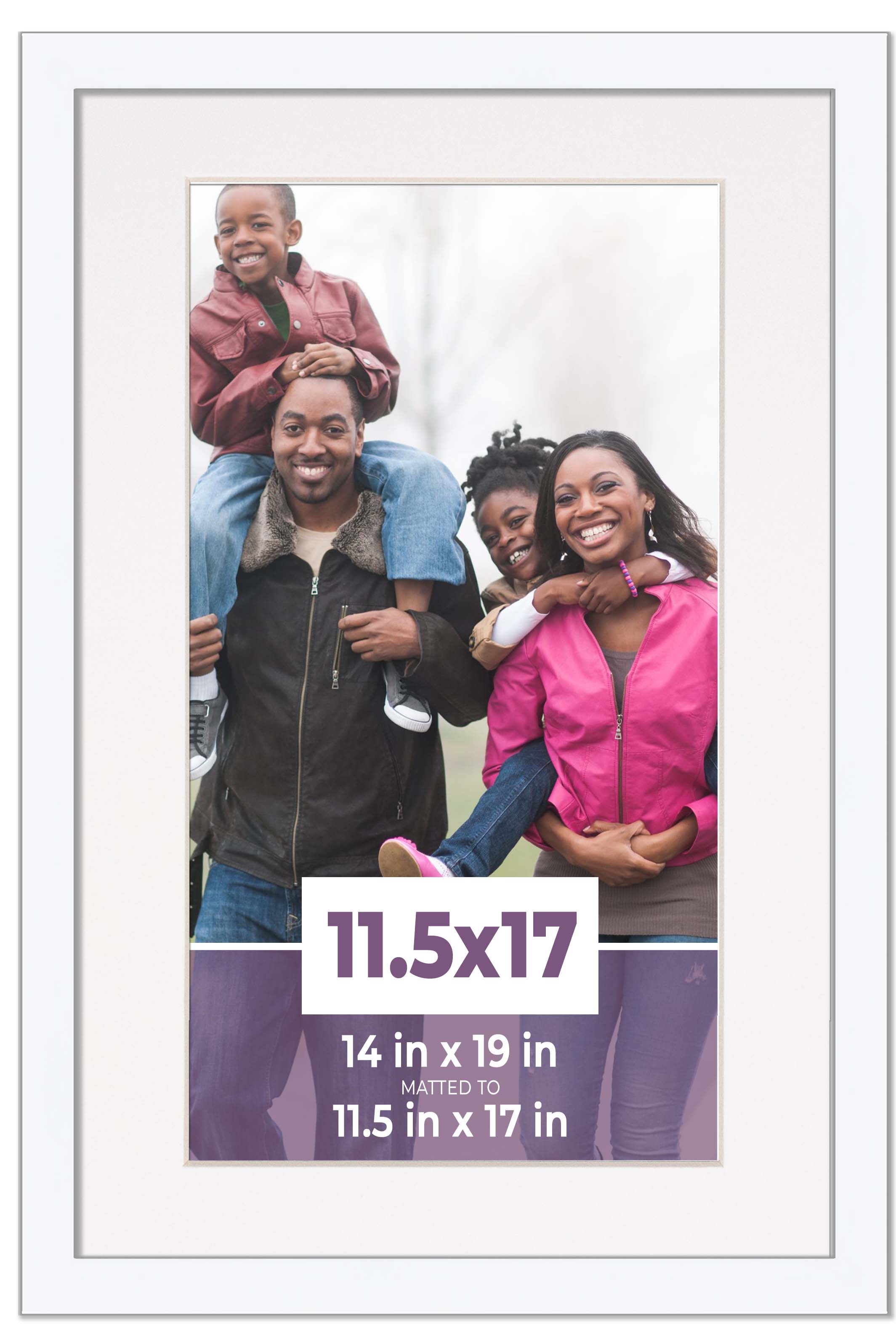 11.5x17 Frame White With White Picture Mat For 11.5x17 Photo - White 14x19 Frame main product image