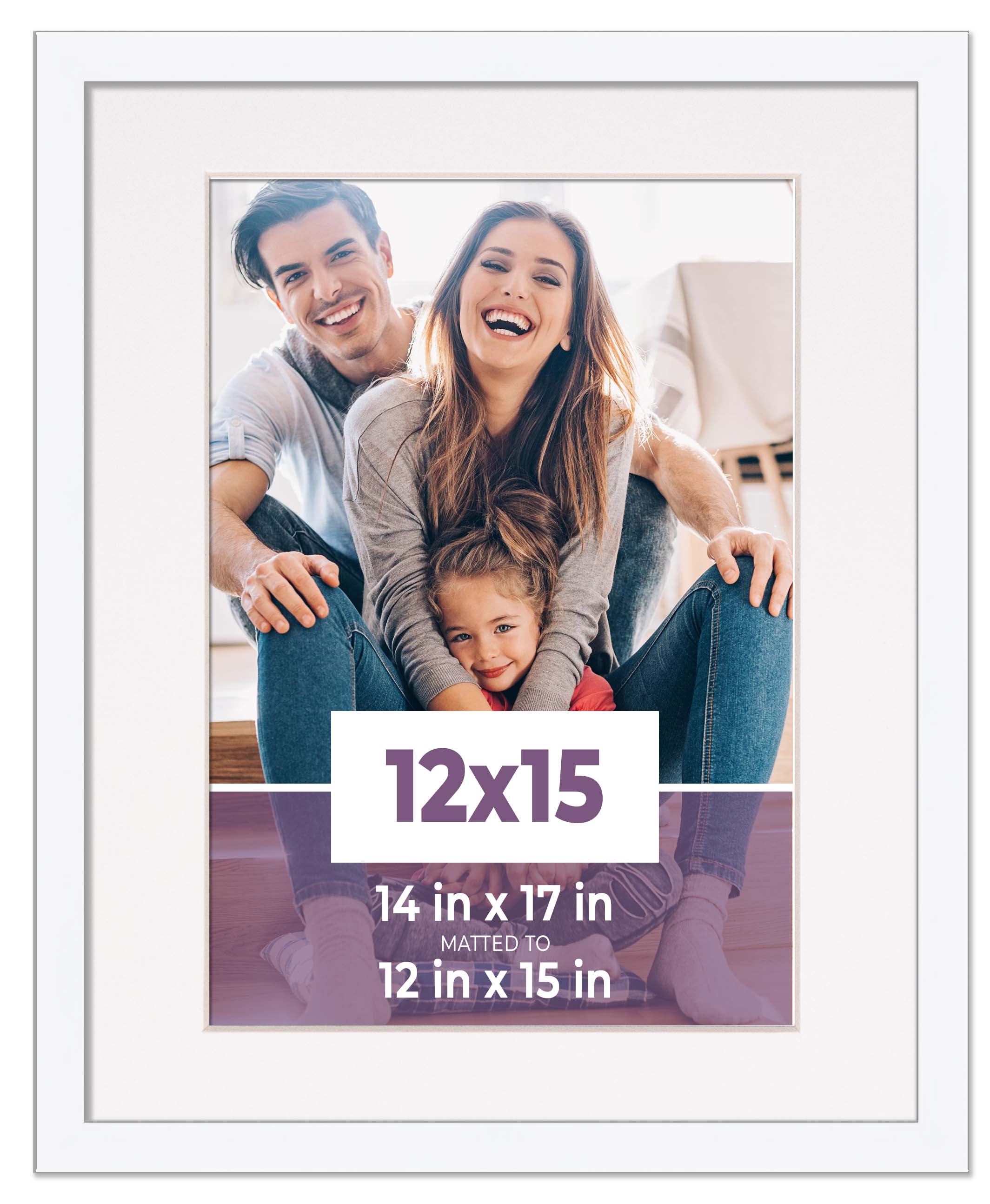 12x15 Frame White With White Picture Mat For 12x15 Photo - White 14x17 Frame To main product image