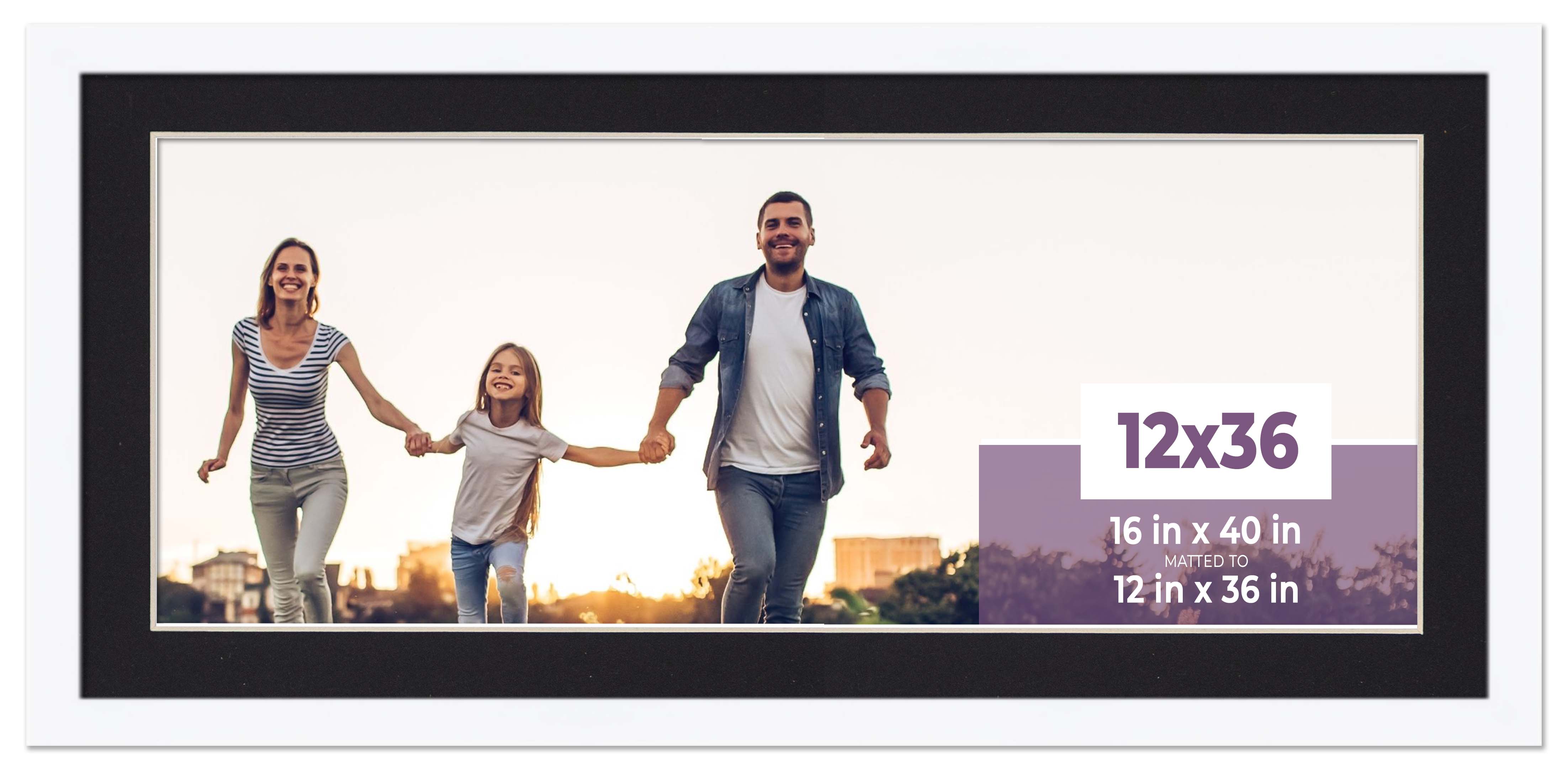 12×36 Frame White With Black Picture Mat For 12×36 Photo – White 16×40 Frame To