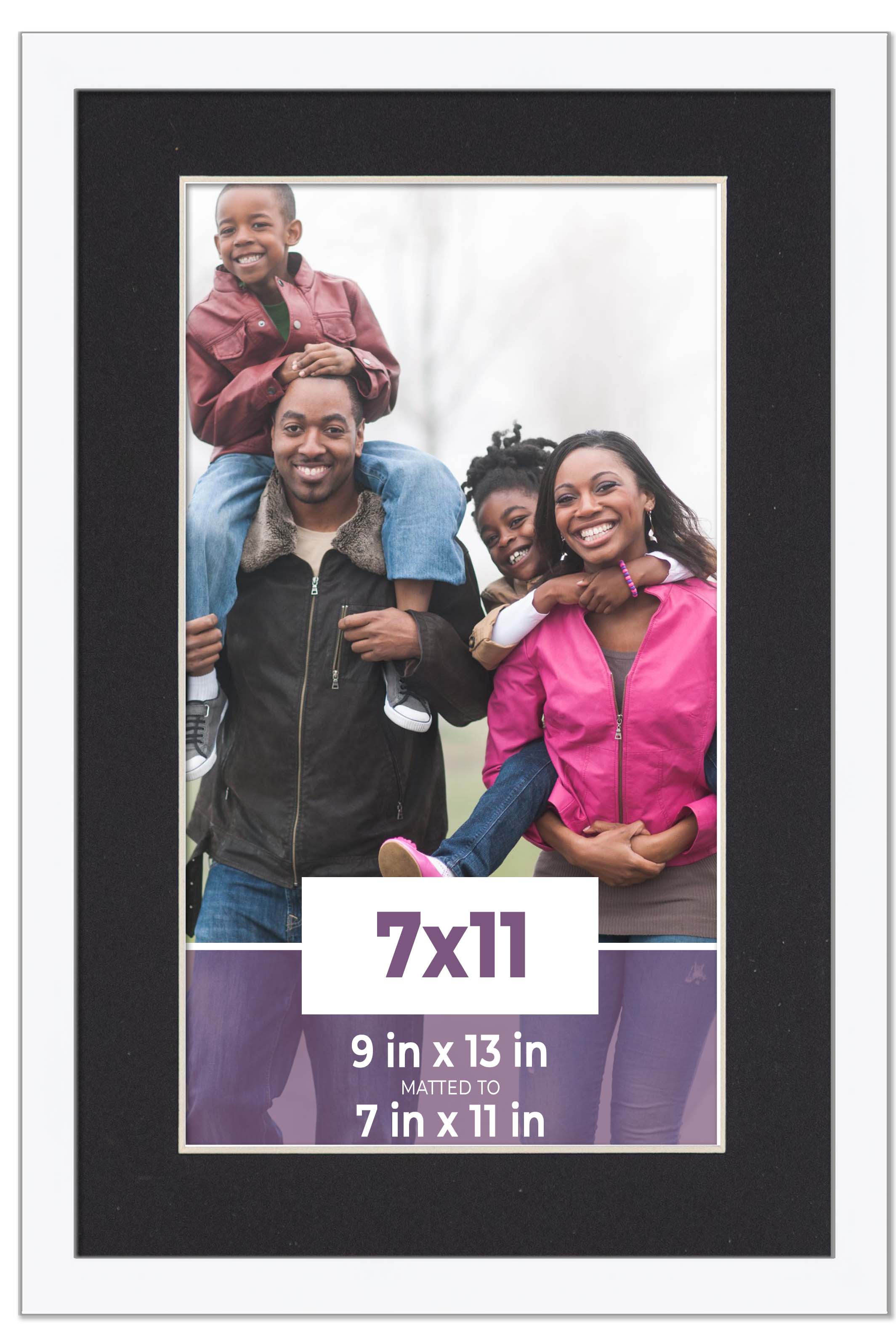 7x11 Frame White With Black Picture Mat For 7x11 Photo - White 9x13 Frame To Dis main product image
