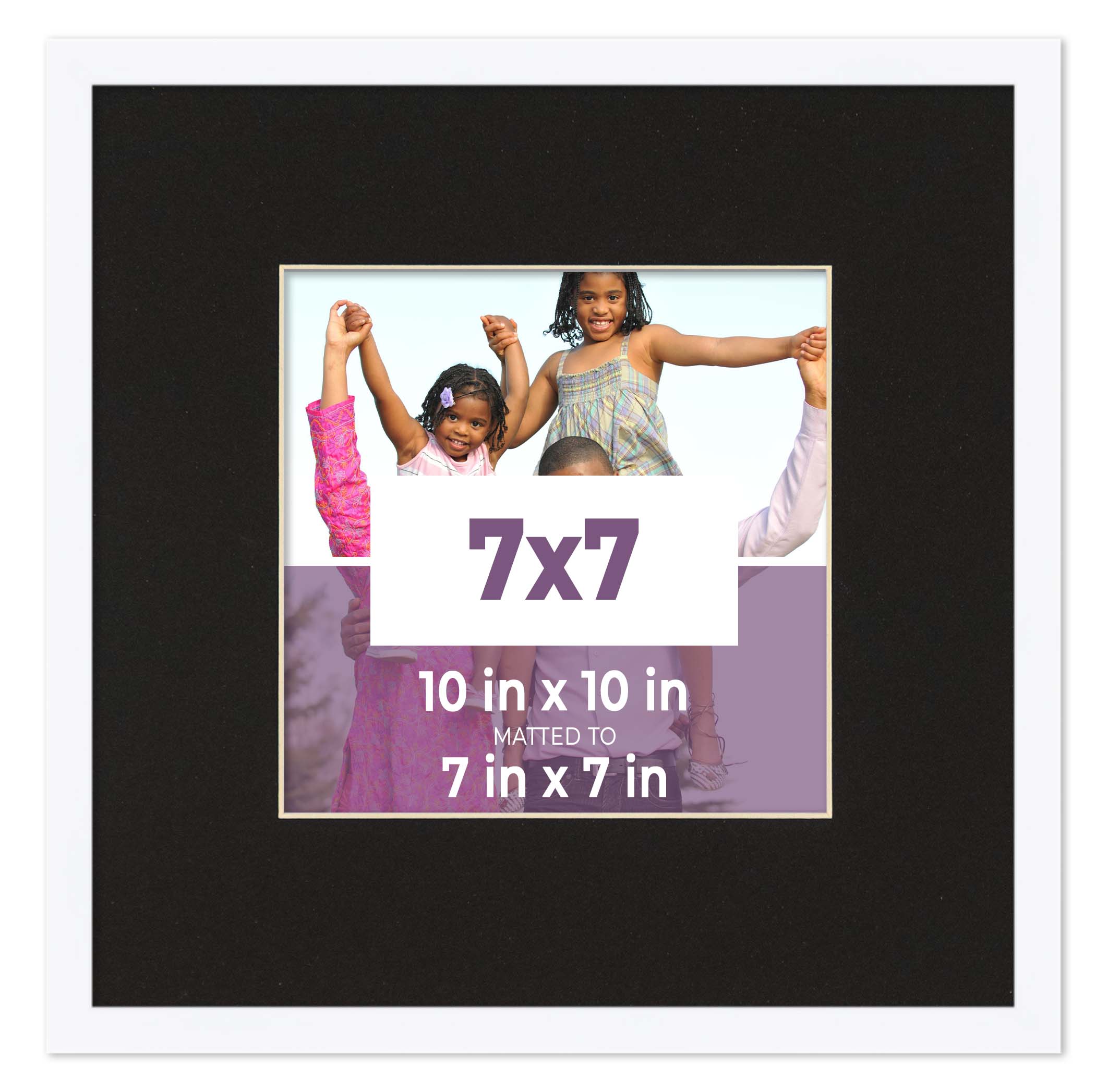 7×7 Frame White With Black Picture Mat For 7×7 Photo – White 10×10 Frame To Disp