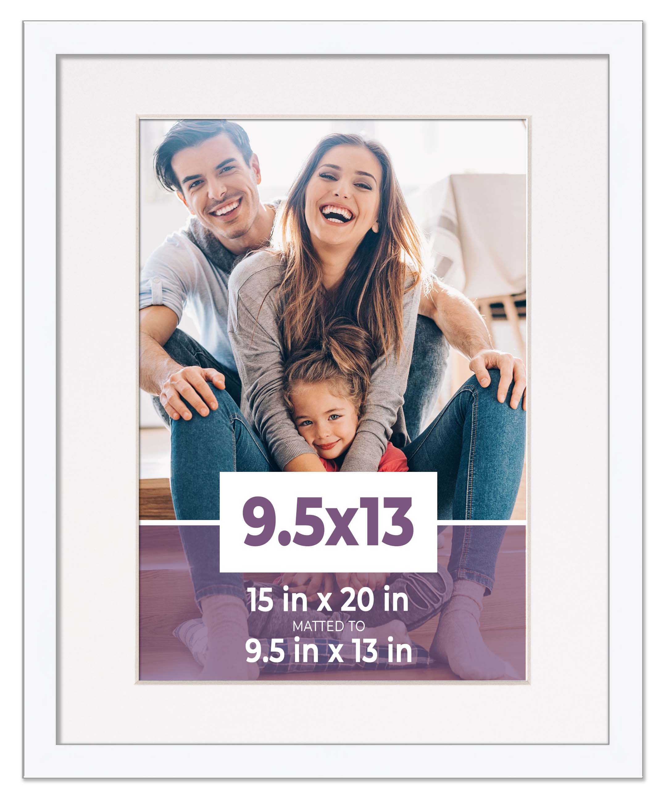 9.5x13 Frame White With White Picture Mat For 9.5x13 Photo - White 15x20 Frame T main product image