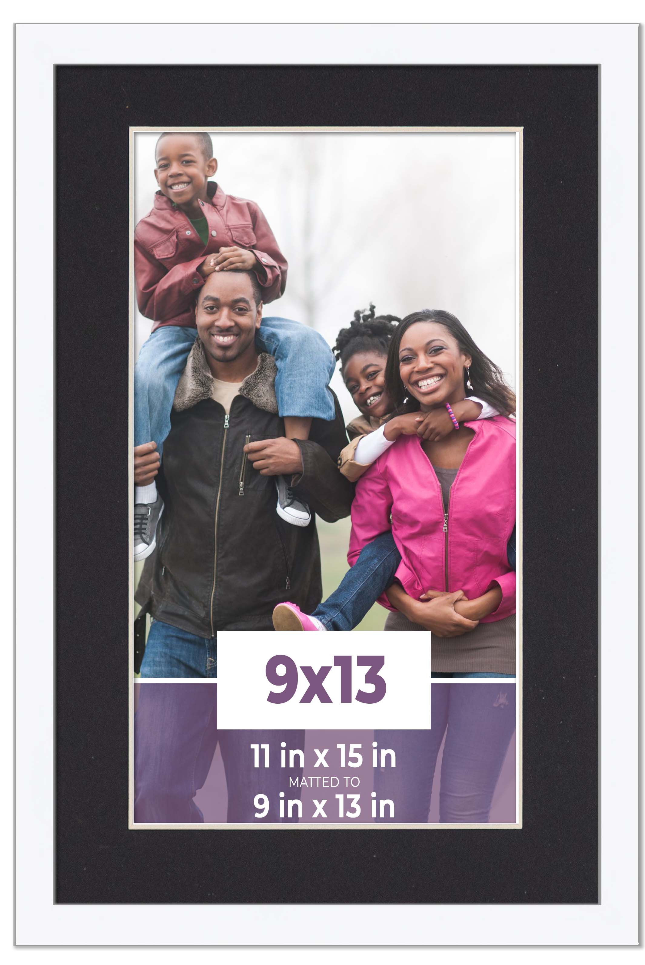 9x13 Frame White With Black Picture Mat For 9x13 Photo - White 11x15 Frame To Di main product image