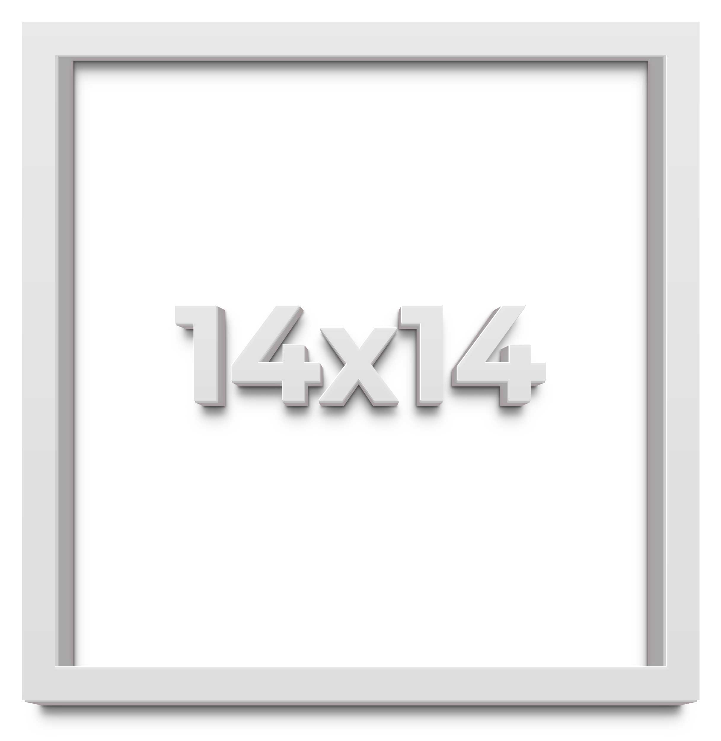 14x14 Shadow Box Frame White | 2 Inches Deep Real Wood Contemporary Shadowbox Di