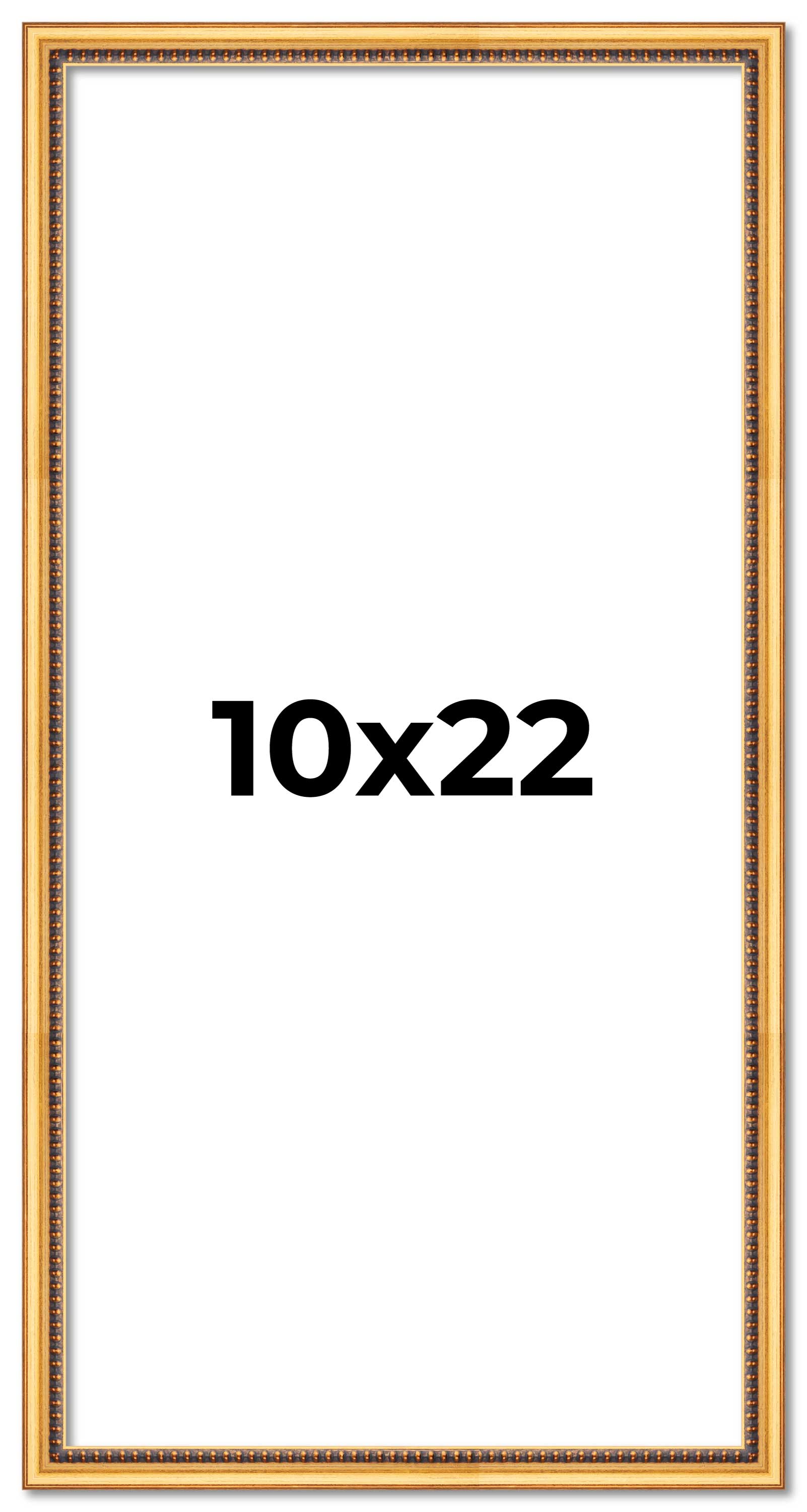 10x22 Frame Beaded Gold Solid Wood Picture Frame | 0.75 Inches Moulding Width main product image
