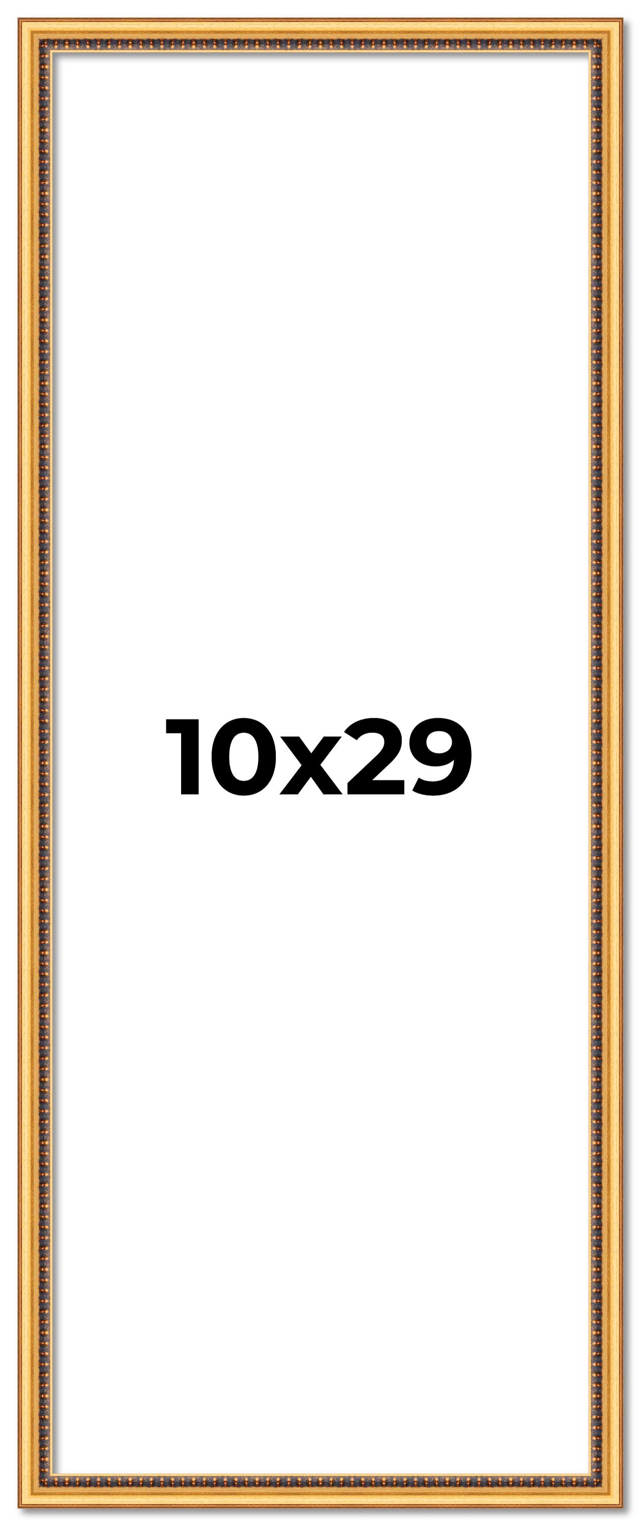 10x29 Frame Beaded Gold Solid Wood Picture Frame | 0.75 Inches Moulding Width main product image