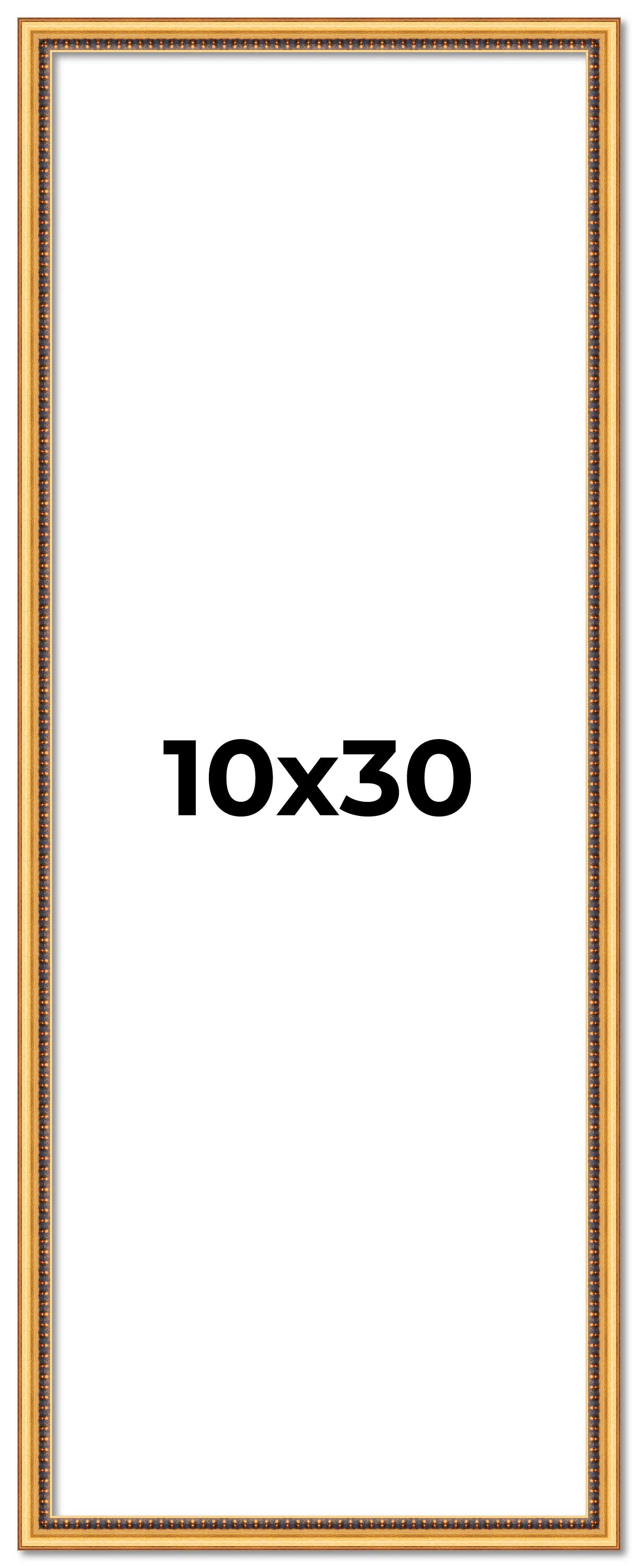 10x30 Frame Beaded Gold Solid Wood Picture Frame | 0.75 Inches Moulding Width main product image