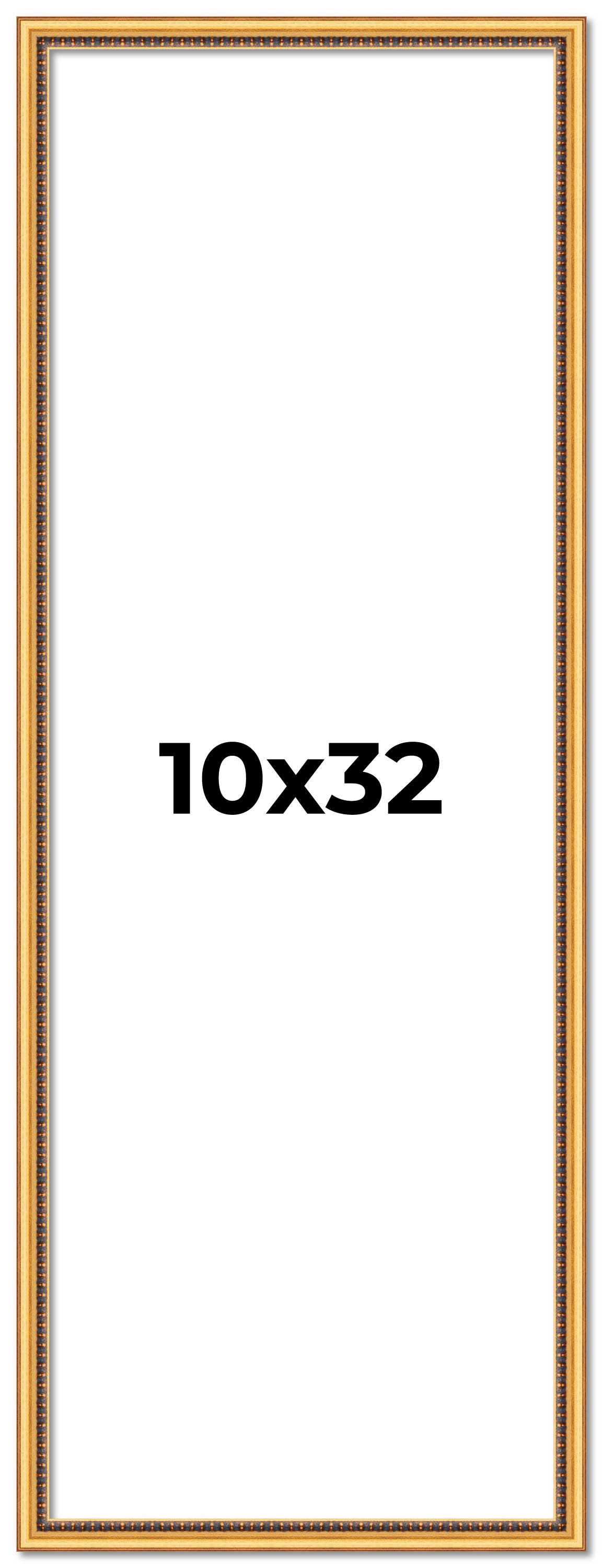 10x32 Frame Beaded Gold Solid Wood Picture Frame | 0.75 Inches Moulding Width main product image