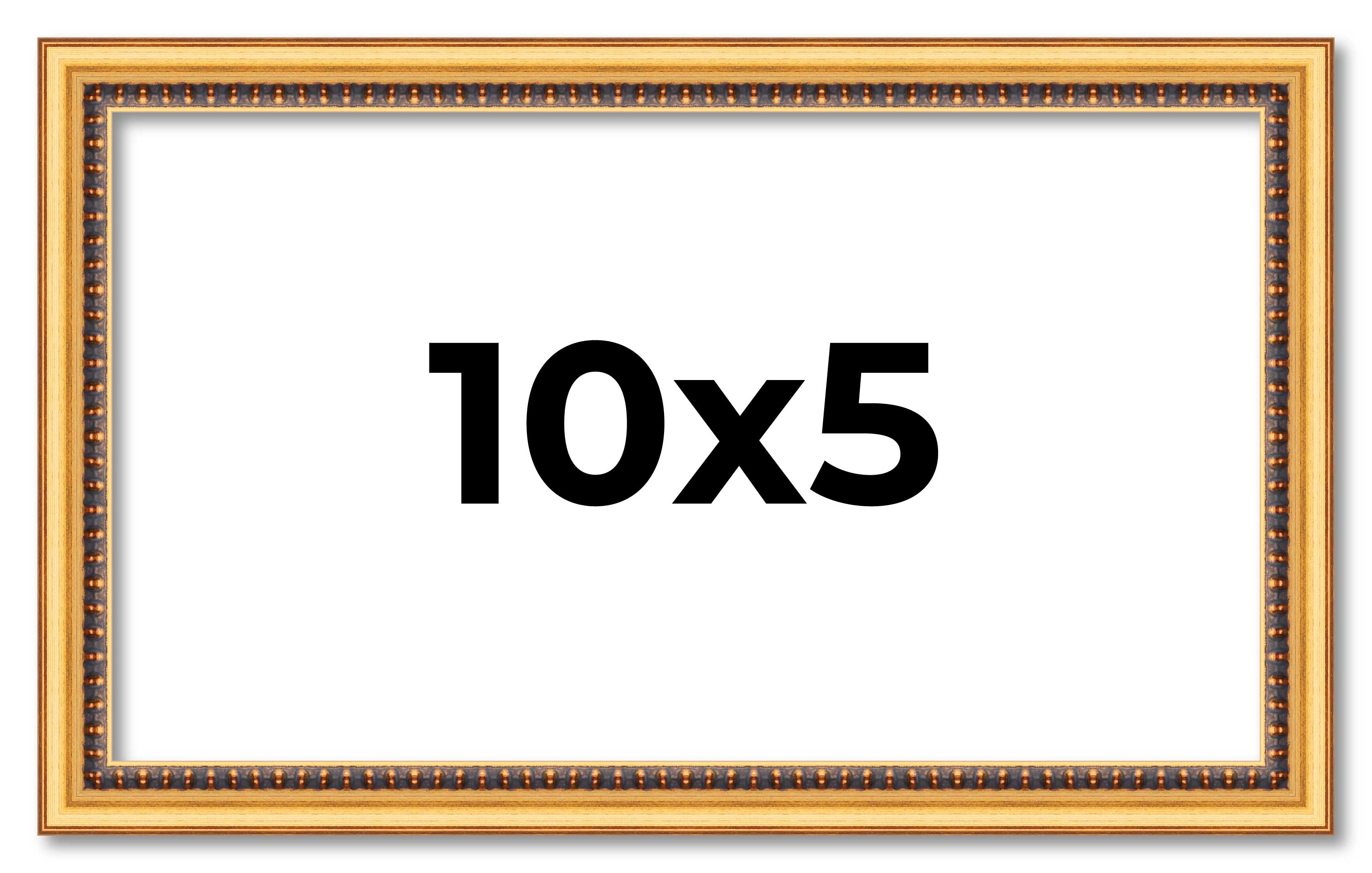 10×5 Frame Beaded Gold Solid Wood Picture Frame | 0.75 Inches Moulding Width | L