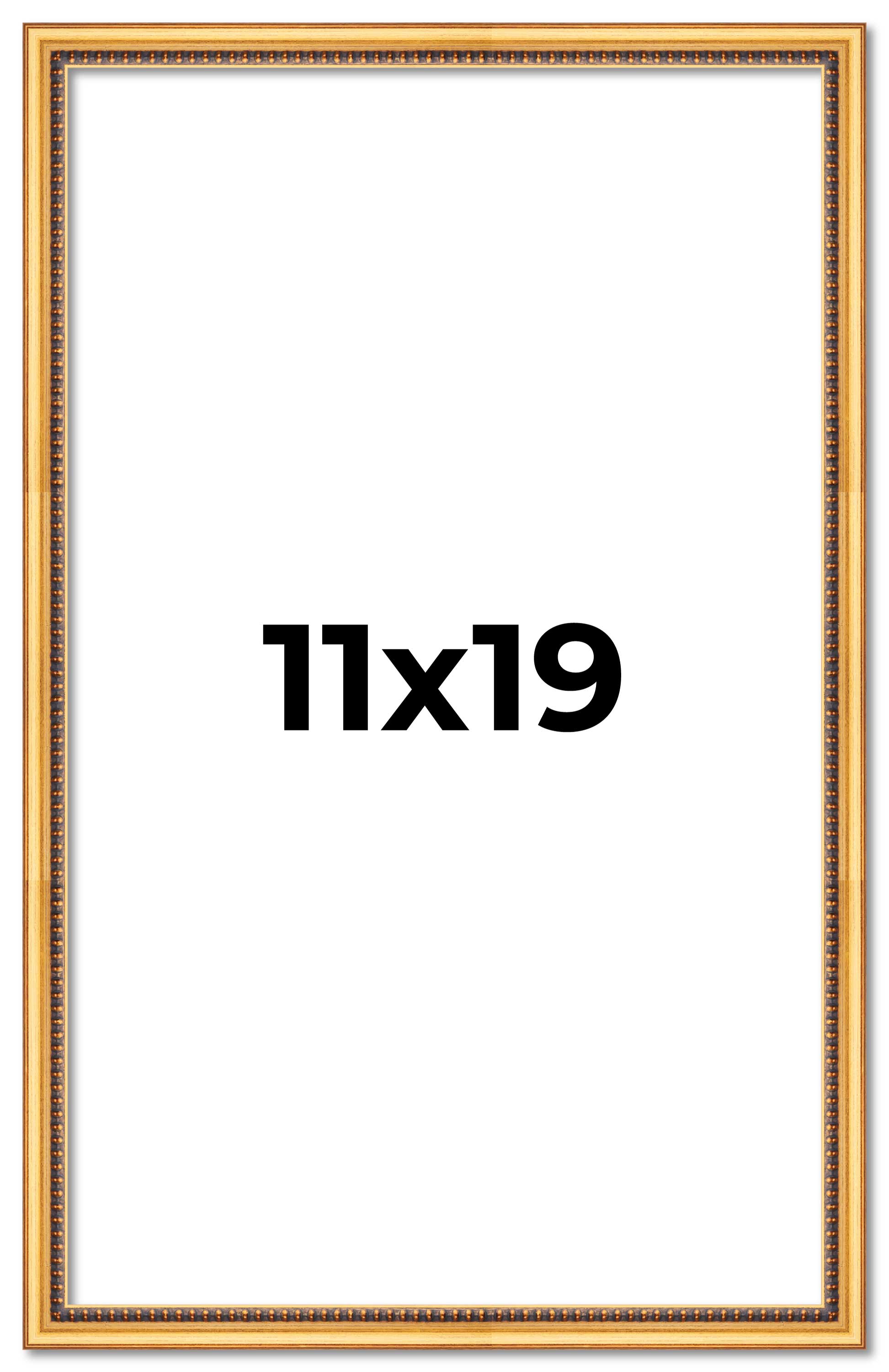 11x19 Frame Beaded Gold Solid Wood Picture Frame | 0.75 Inches Moulding ...