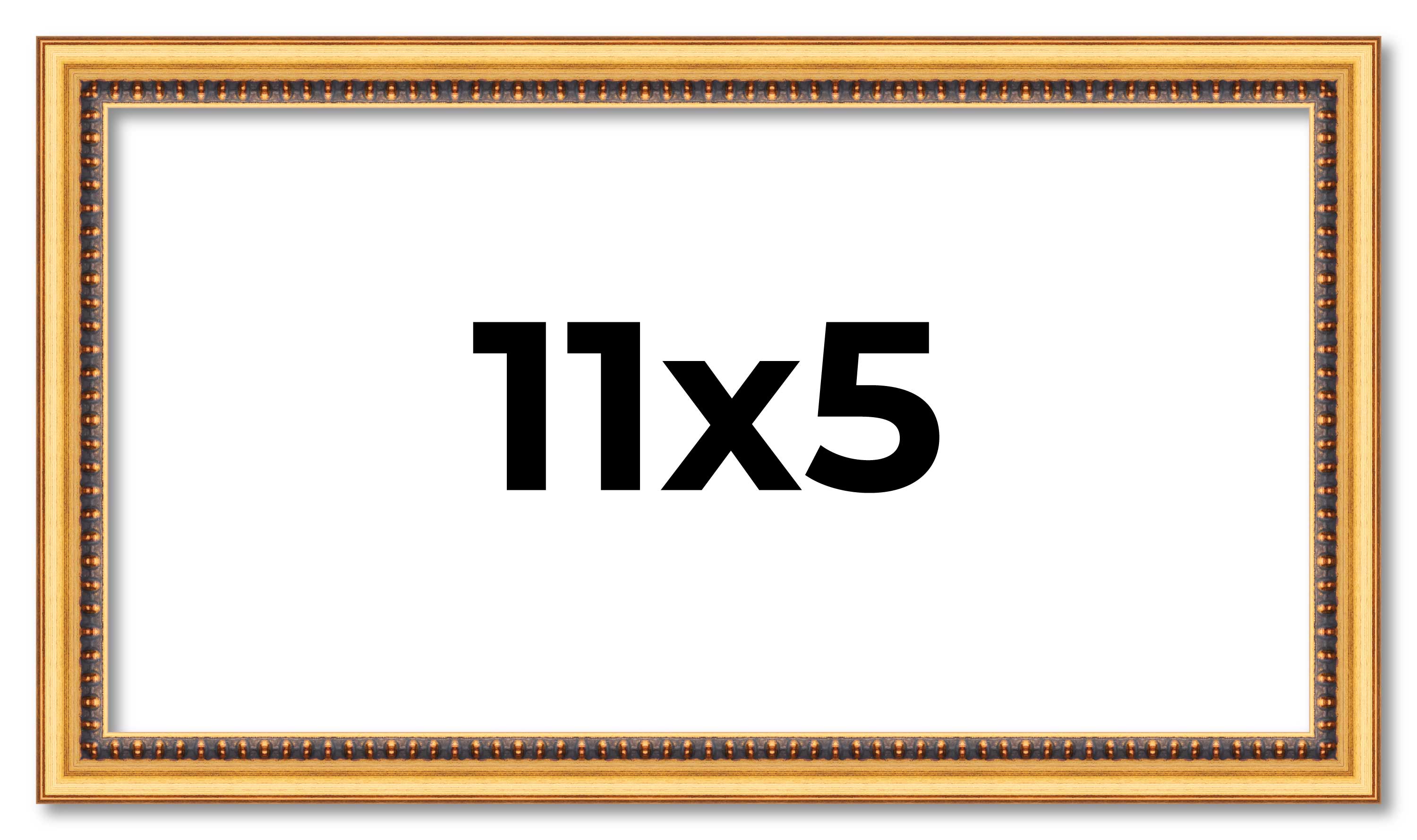 11x5 Frame Beaded Gold Solid Wood Picture Frame | 0.75 Inches Moulding Width | L main product image