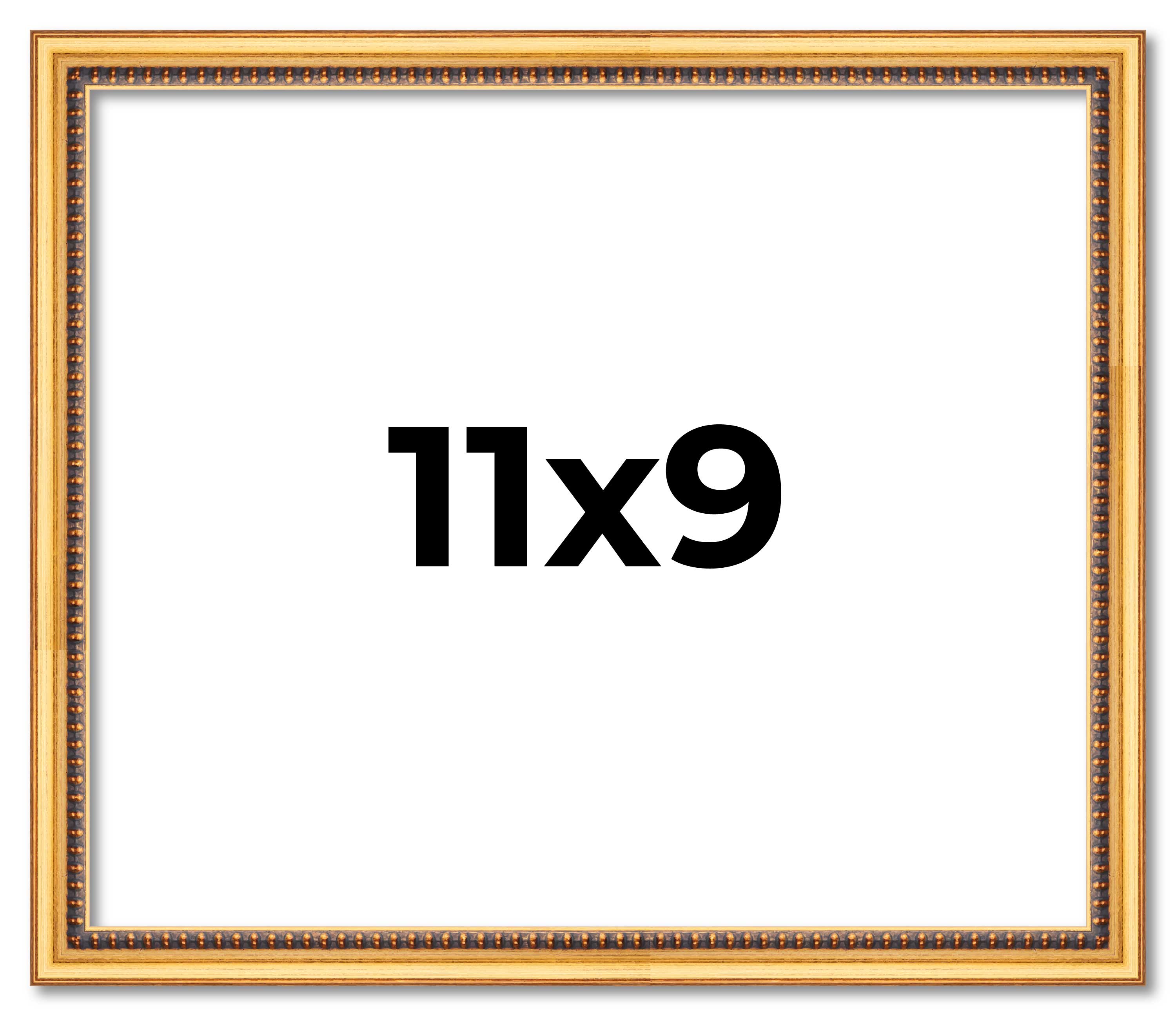 11x9 Frame Beaded Gold Solid Wood Picture Frame | 0.75 Inches Moulding Width | L main product image